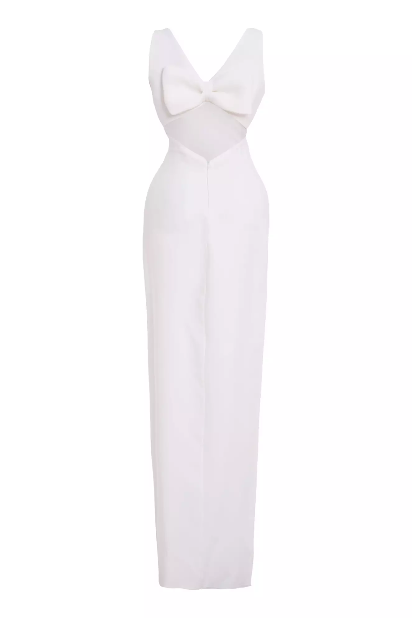 White Crepe Sleeveless Long Dress