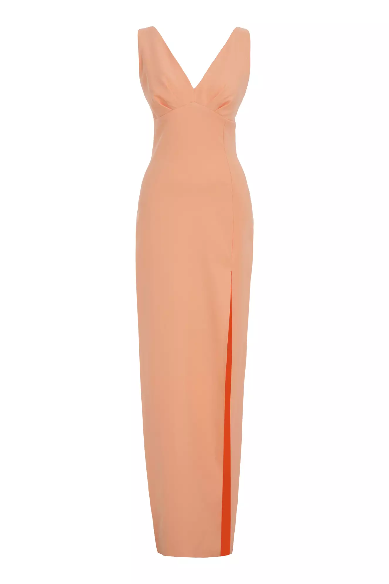 Orange Crepe Sleeveless Long Dress