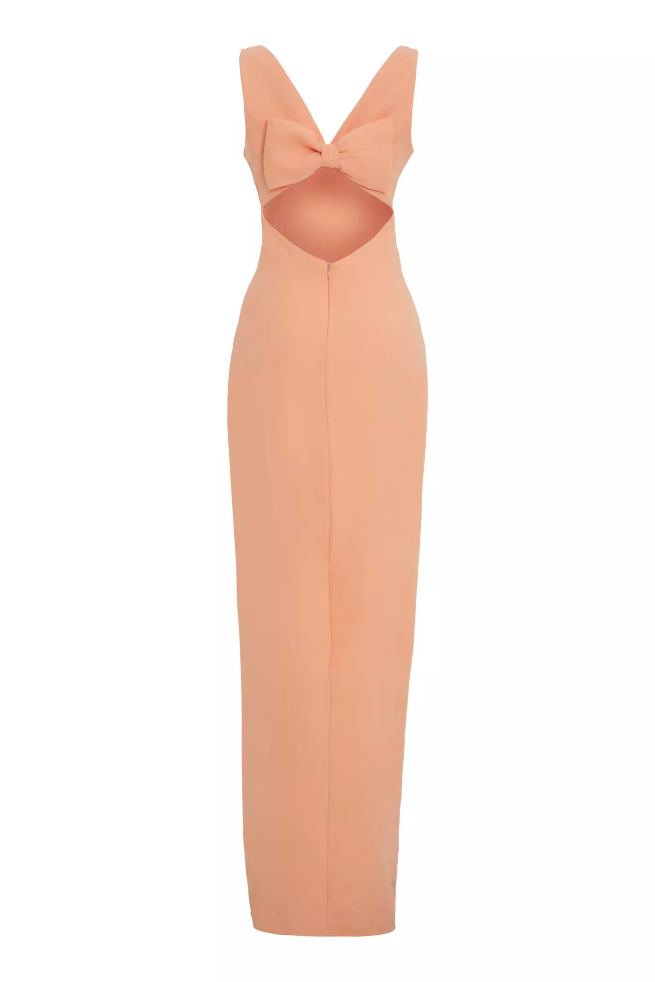 Orange Crepe Sleeveless Long Dress
