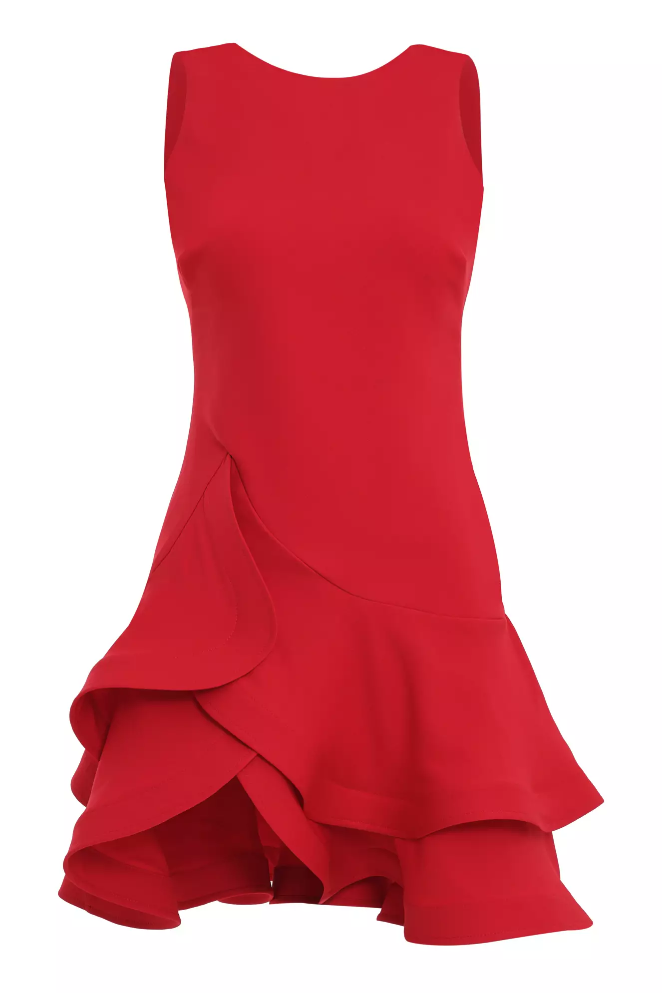 Red Crepe Sleeveless Mini Dress