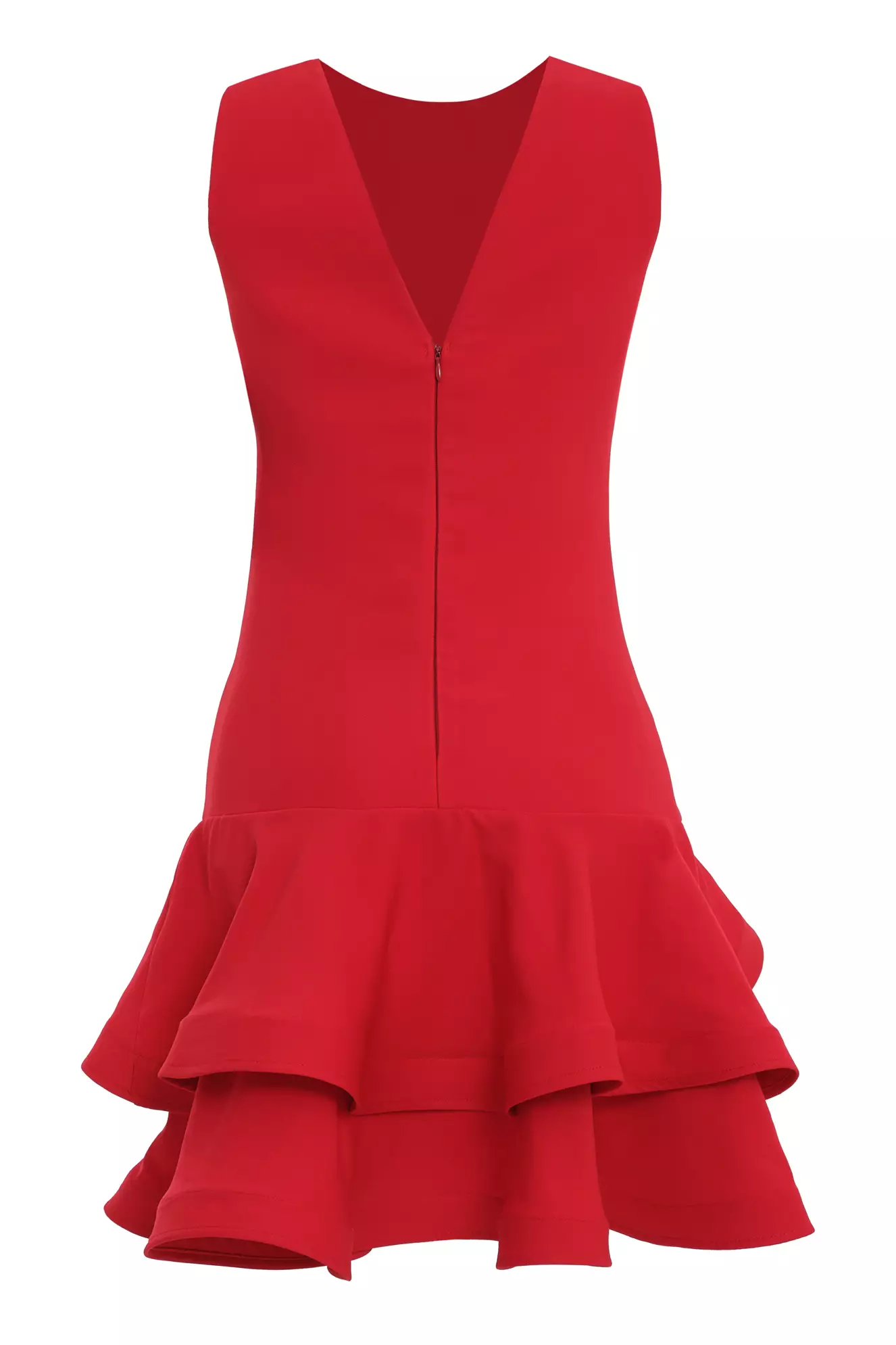 Red Crepe Sleeveless Mini Dress