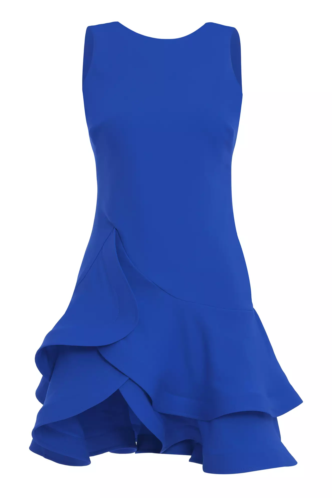 Blue Crepe Sleeveless Mini Dress