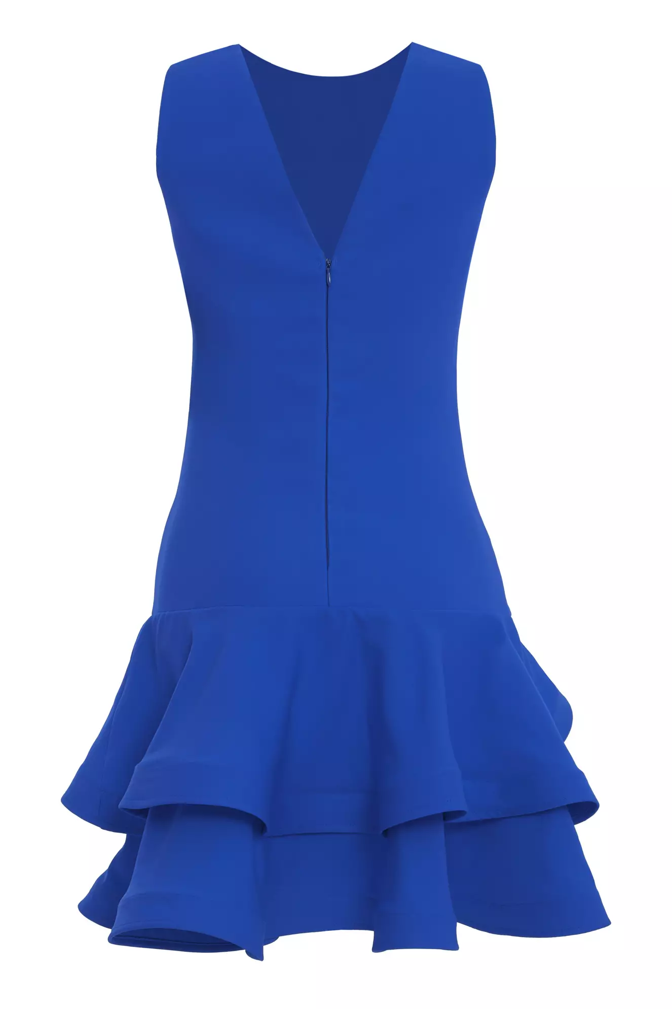 Blue Crepe Sleeveless Mini Dress