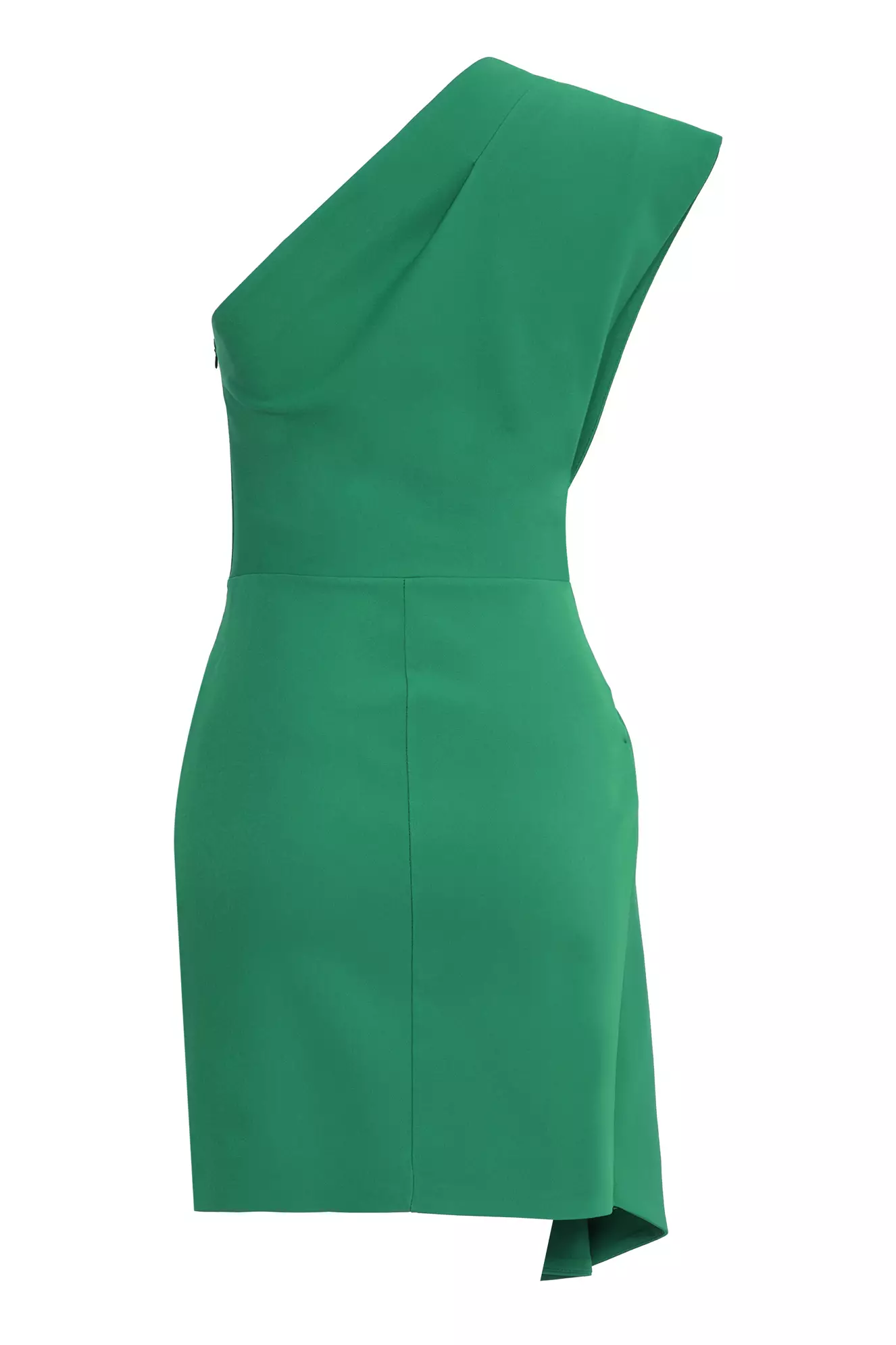 Green Crepe One Arm Mini Dress