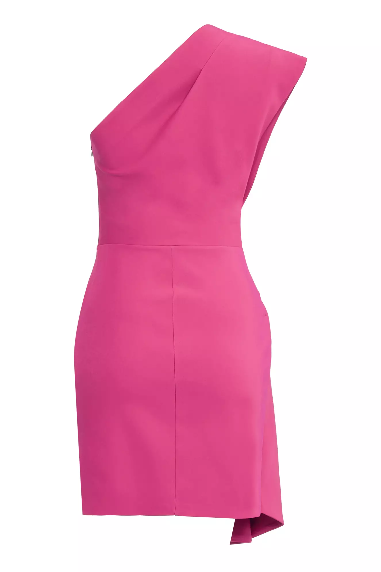 Fuchsia crepe one arm mini dress