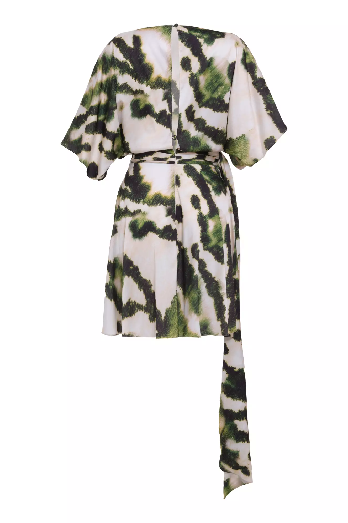 Printed Satin Short Sleeve Mini Dress