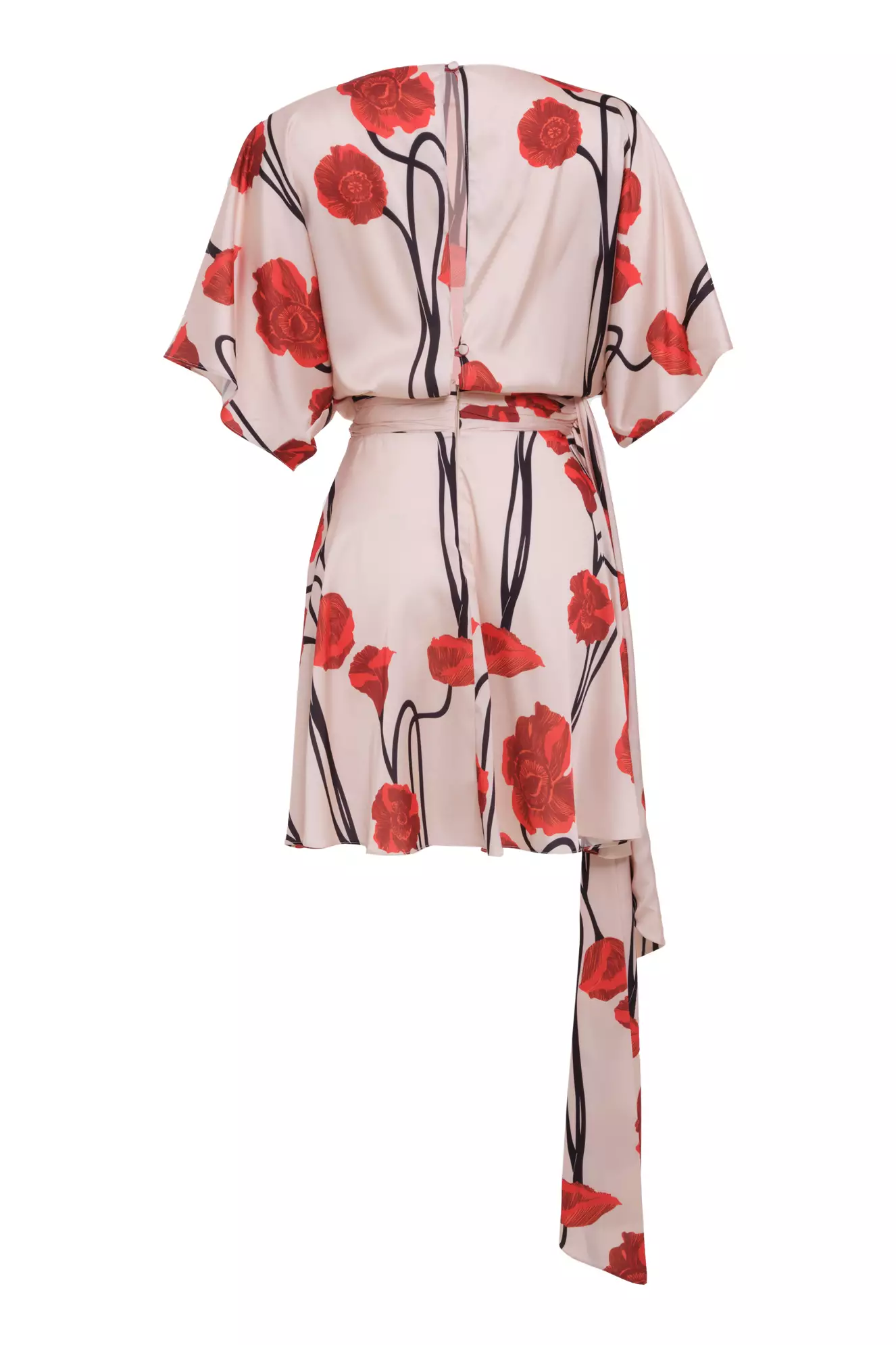 Printed Satin Short Sleeve Mini Dress