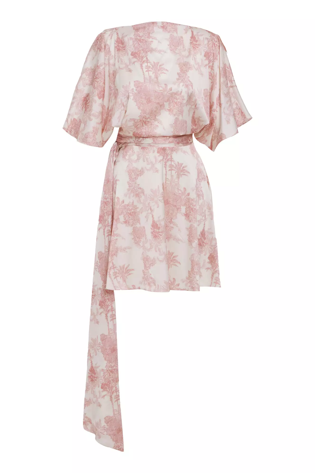 Printed Satin Short Sleeve Mini Dress