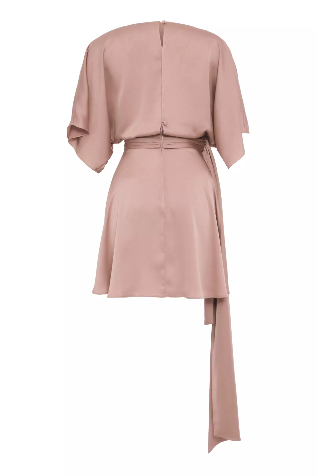 Beige satin short sleeve mini dress
