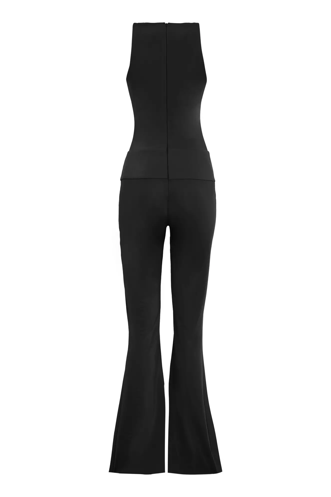 Black knitted sleeveless long suit
