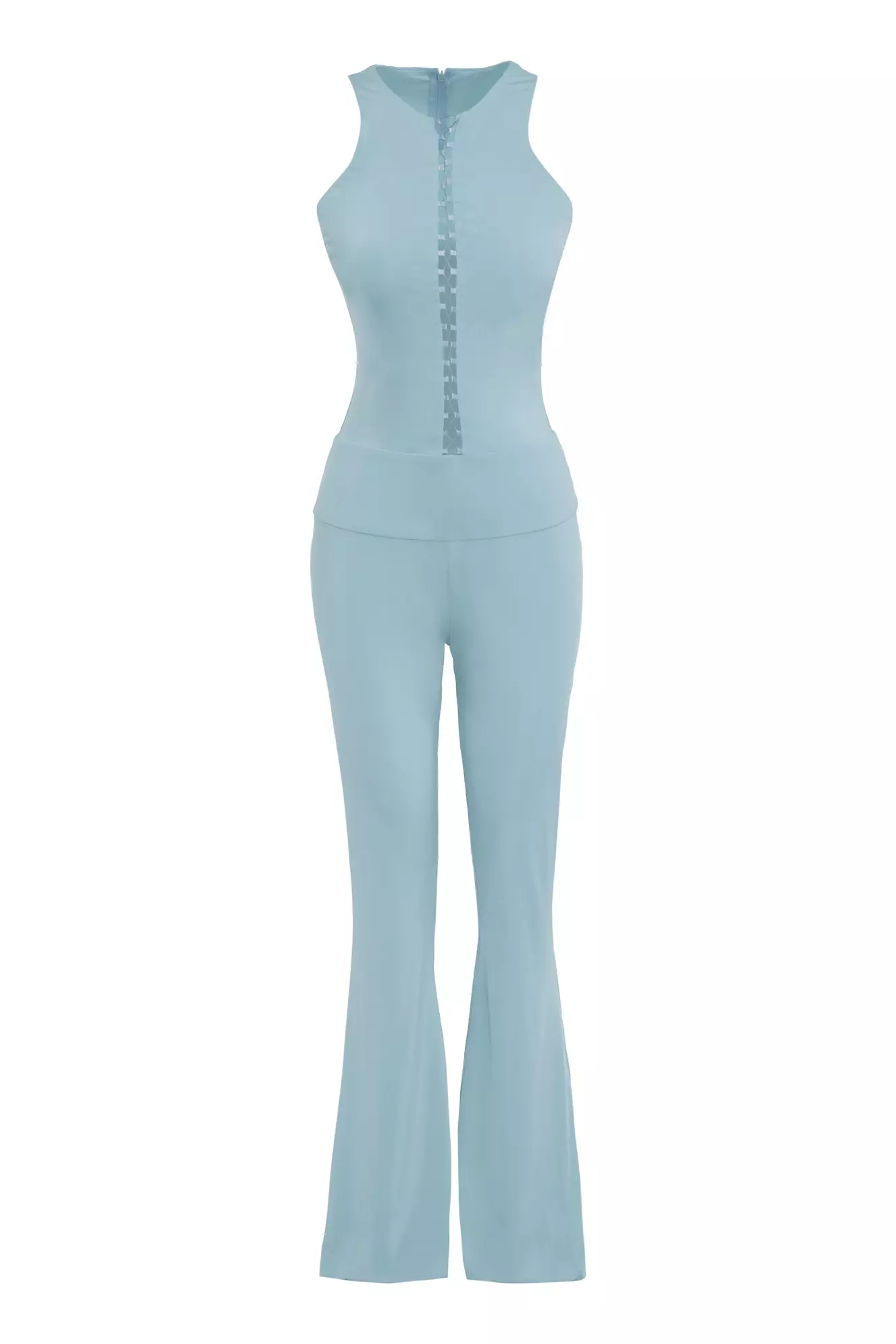Blue Knitted Sleeveless Long Suit