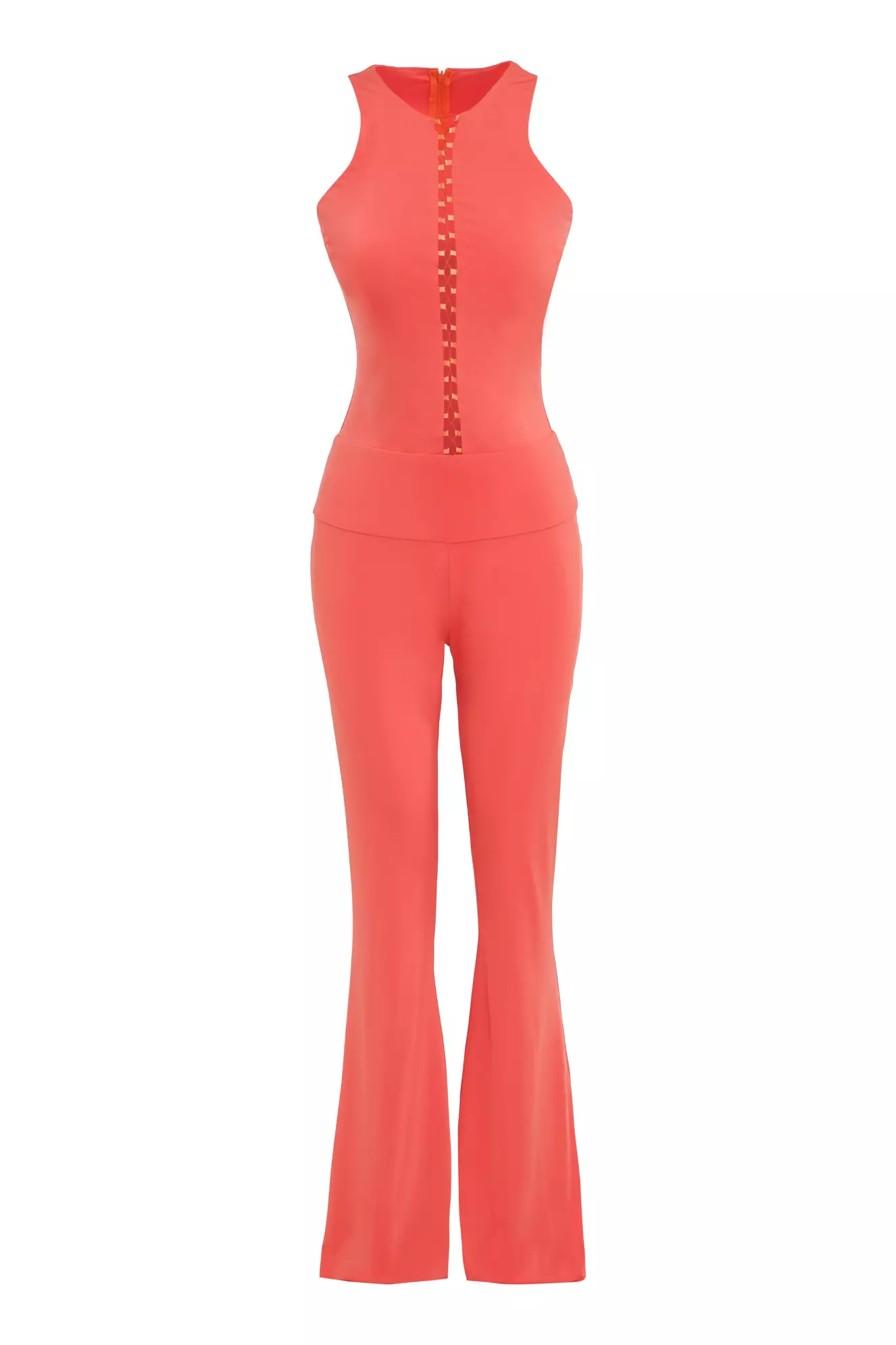 Orange Knitted Sleeveless Long Suit