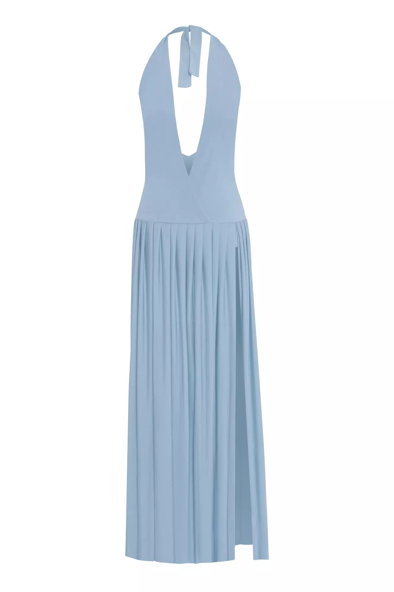 Blue Knitted Sleeveless Long Dress