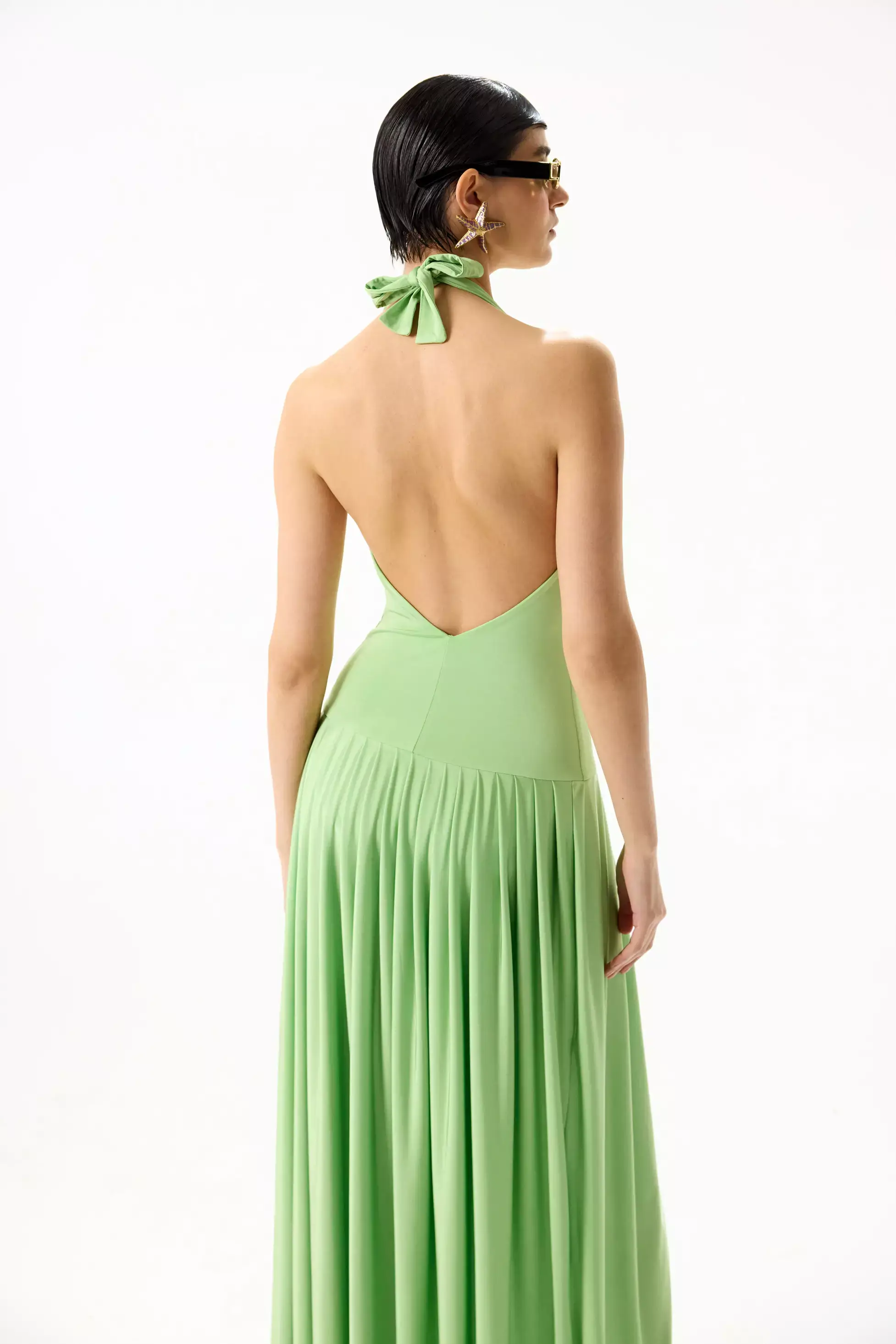 Green Knitted Sleeveless Long Dress