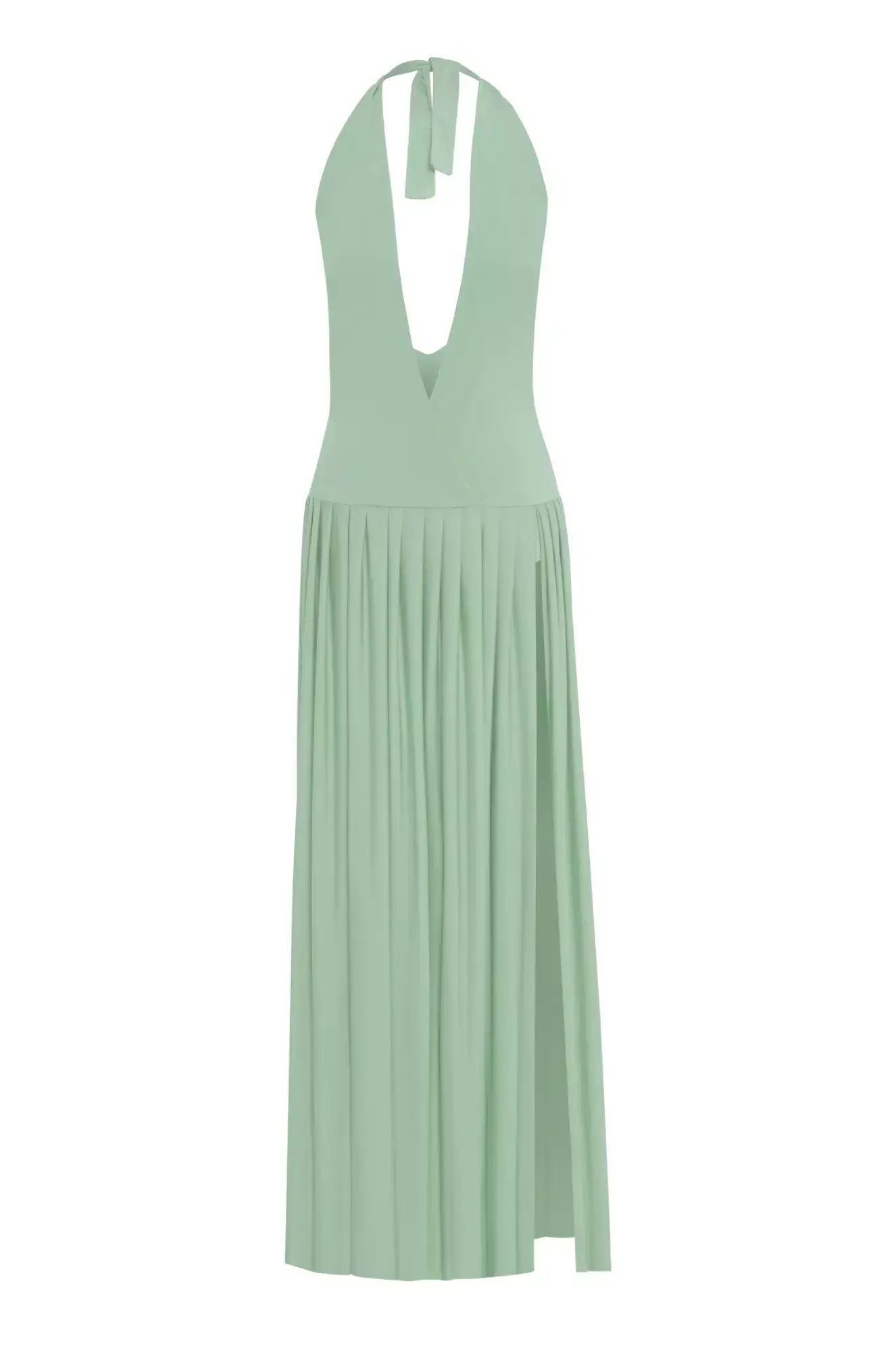 Green Knitted Sleeveless Long Dress