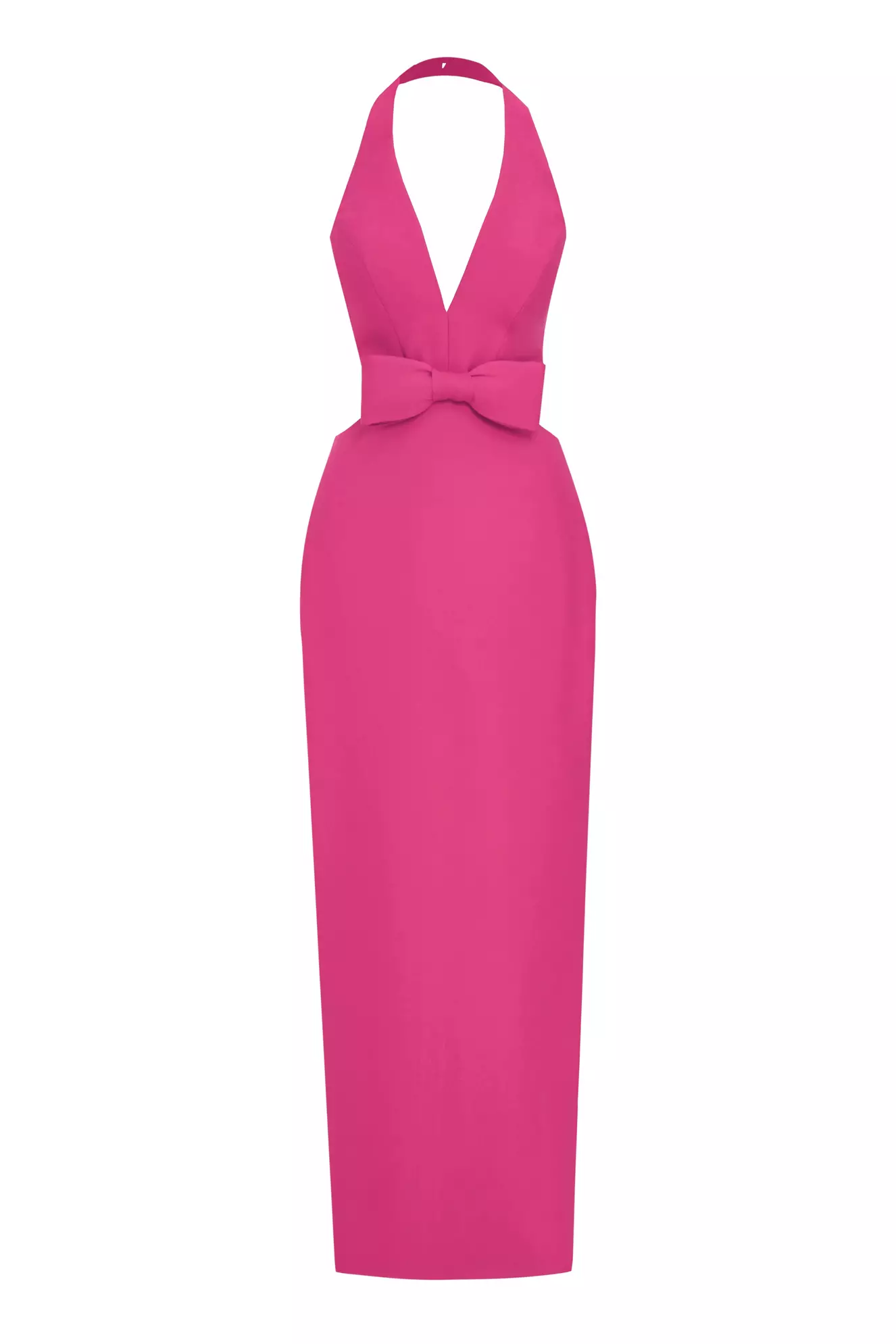 Fuchsia Crepe Sleeveless Long Dress