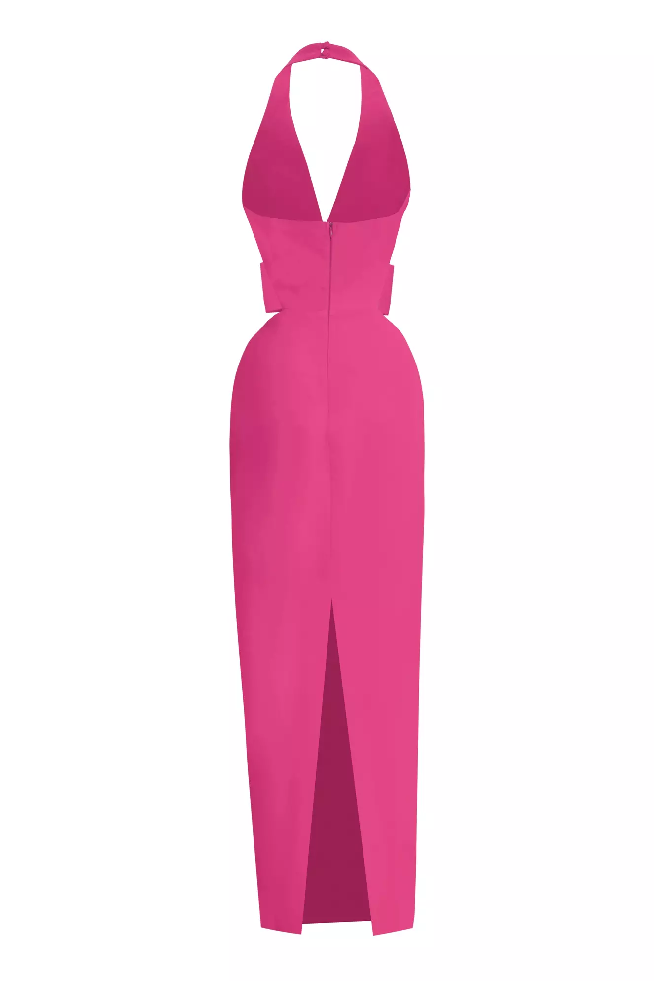 Fuchsia Crepe Sleeveless Long Dress