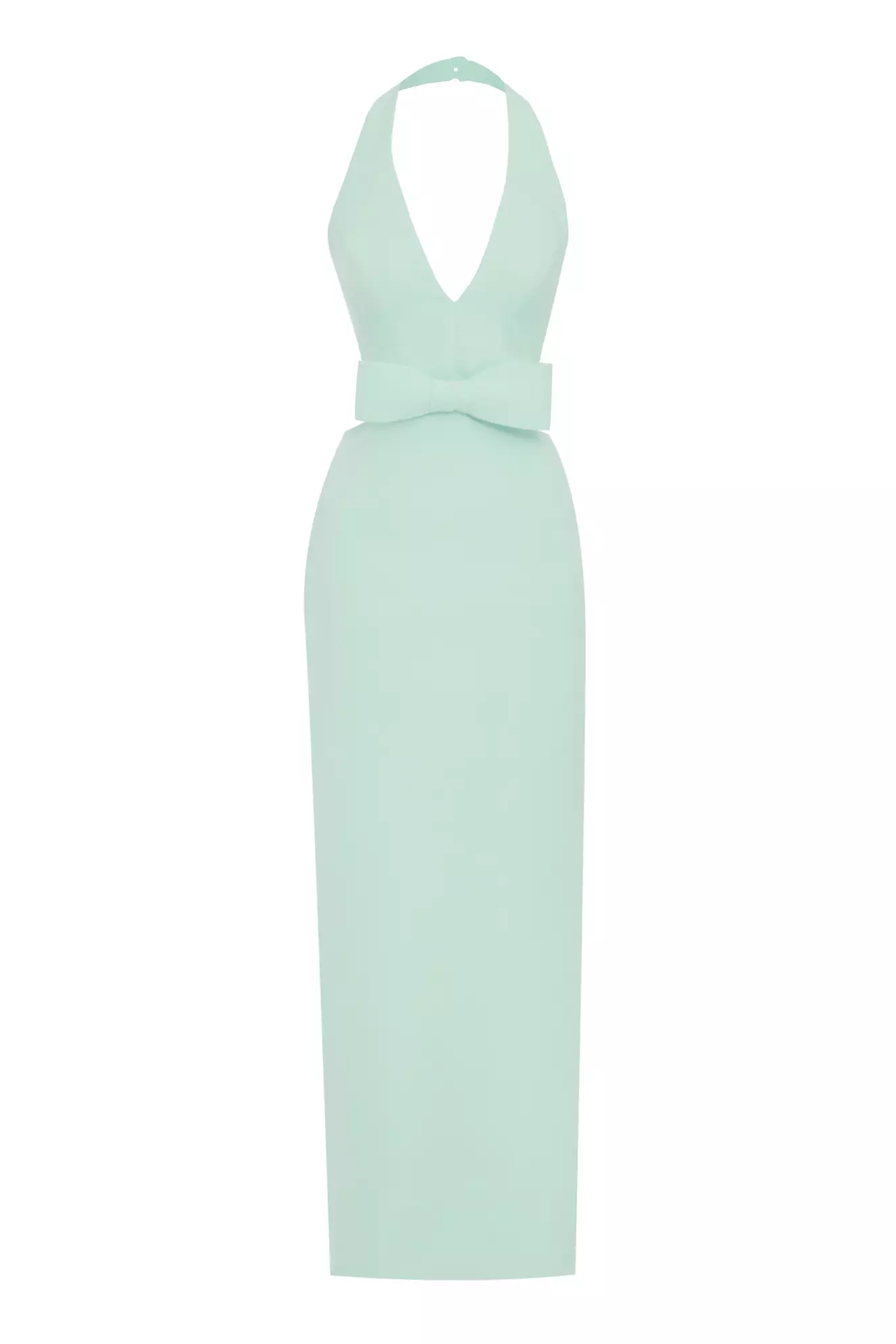 Water Green Crepe Sleeveless Long Dress