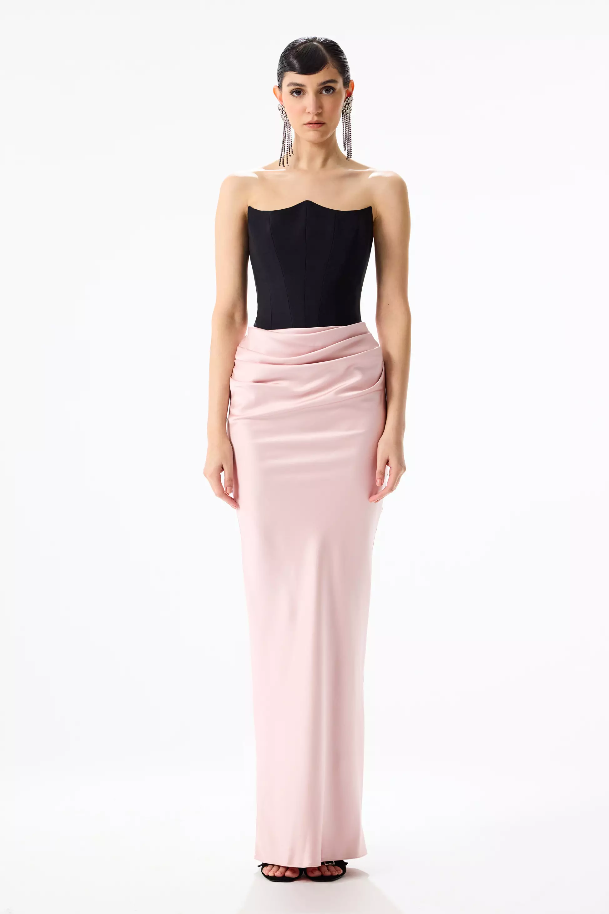 Blush Satin Sleeveless Long Dress