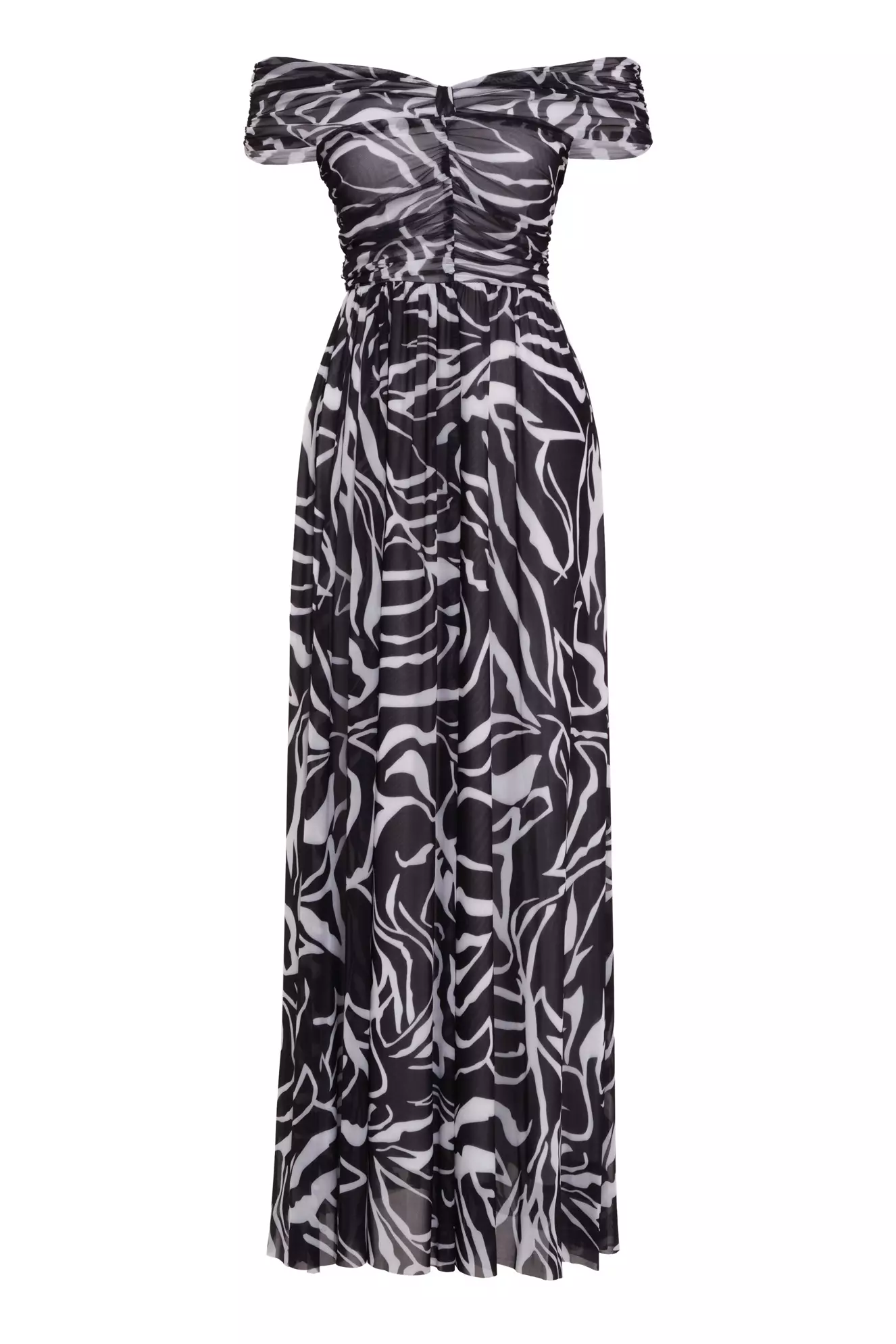 Printed Tulle Sleeveless Long Dress