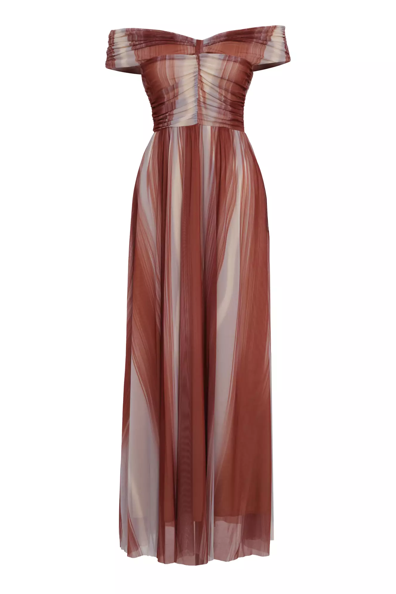 Printed Tulle Sleeveless Long Dress