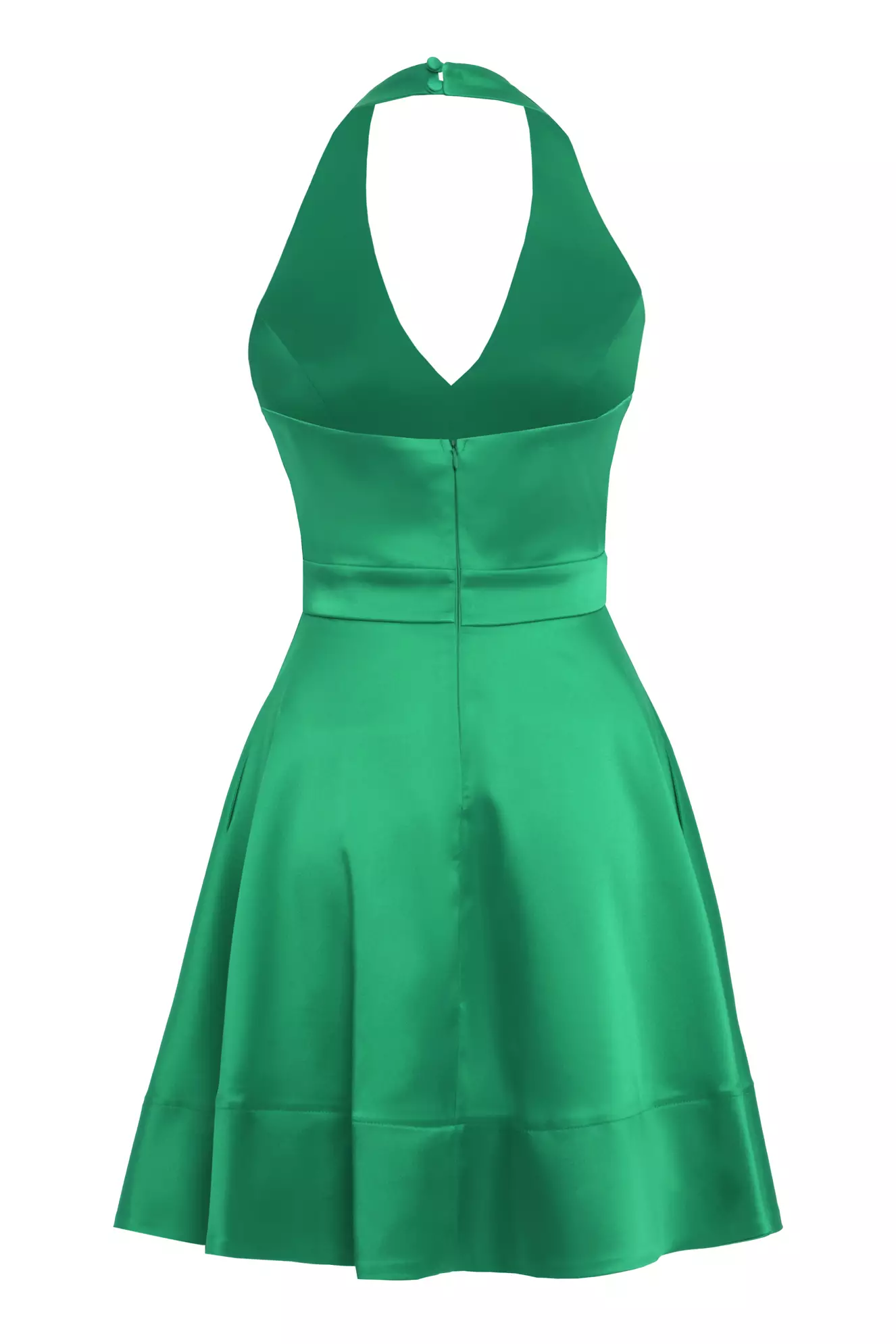 Green Satin Sleeveless Mini Dress