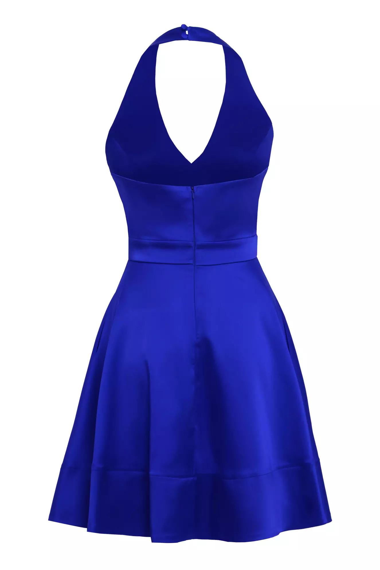 Blue Satin Sleeveless Mini Dress
