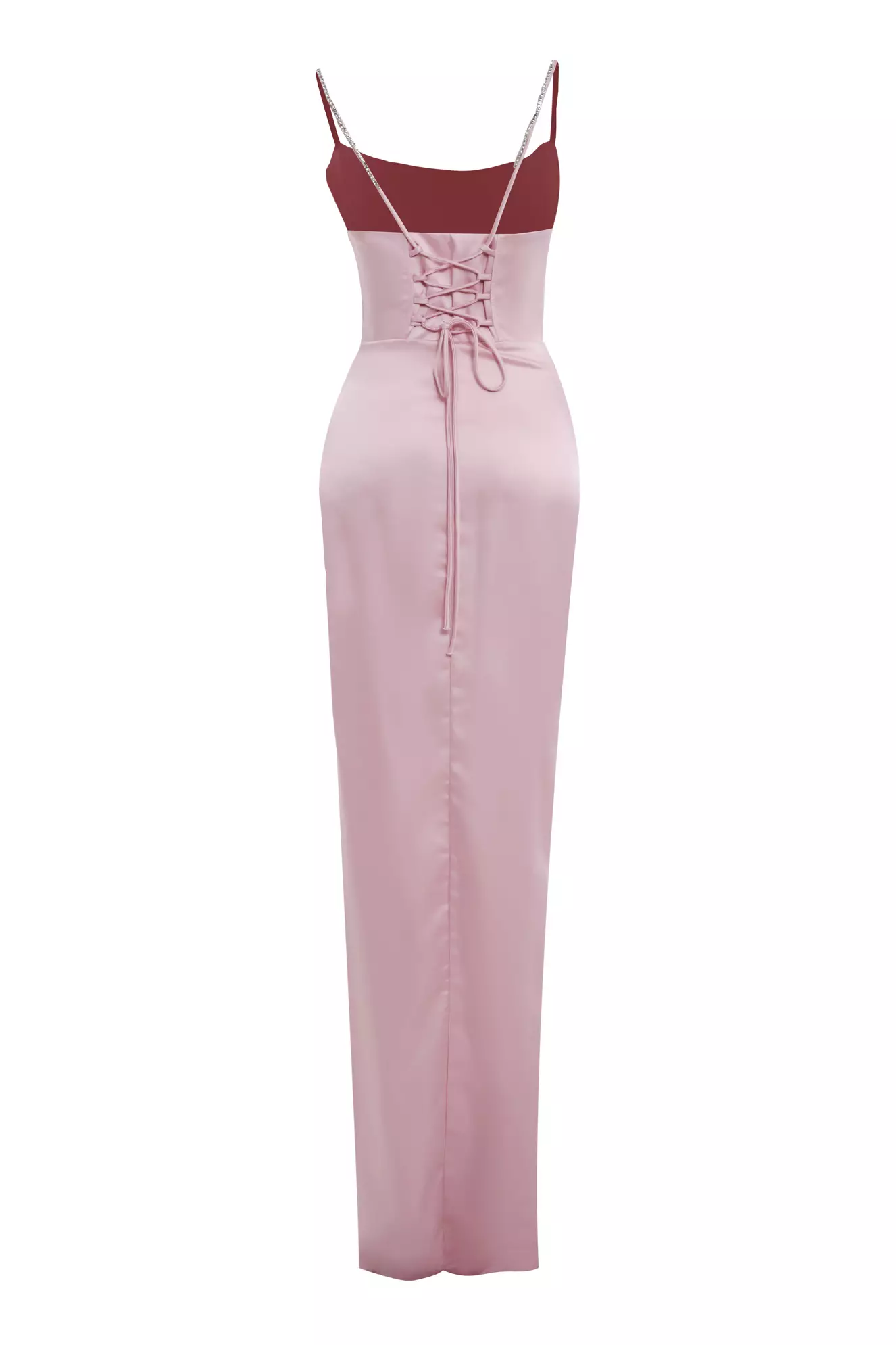 Blush Satin Sleeveless Long Dress