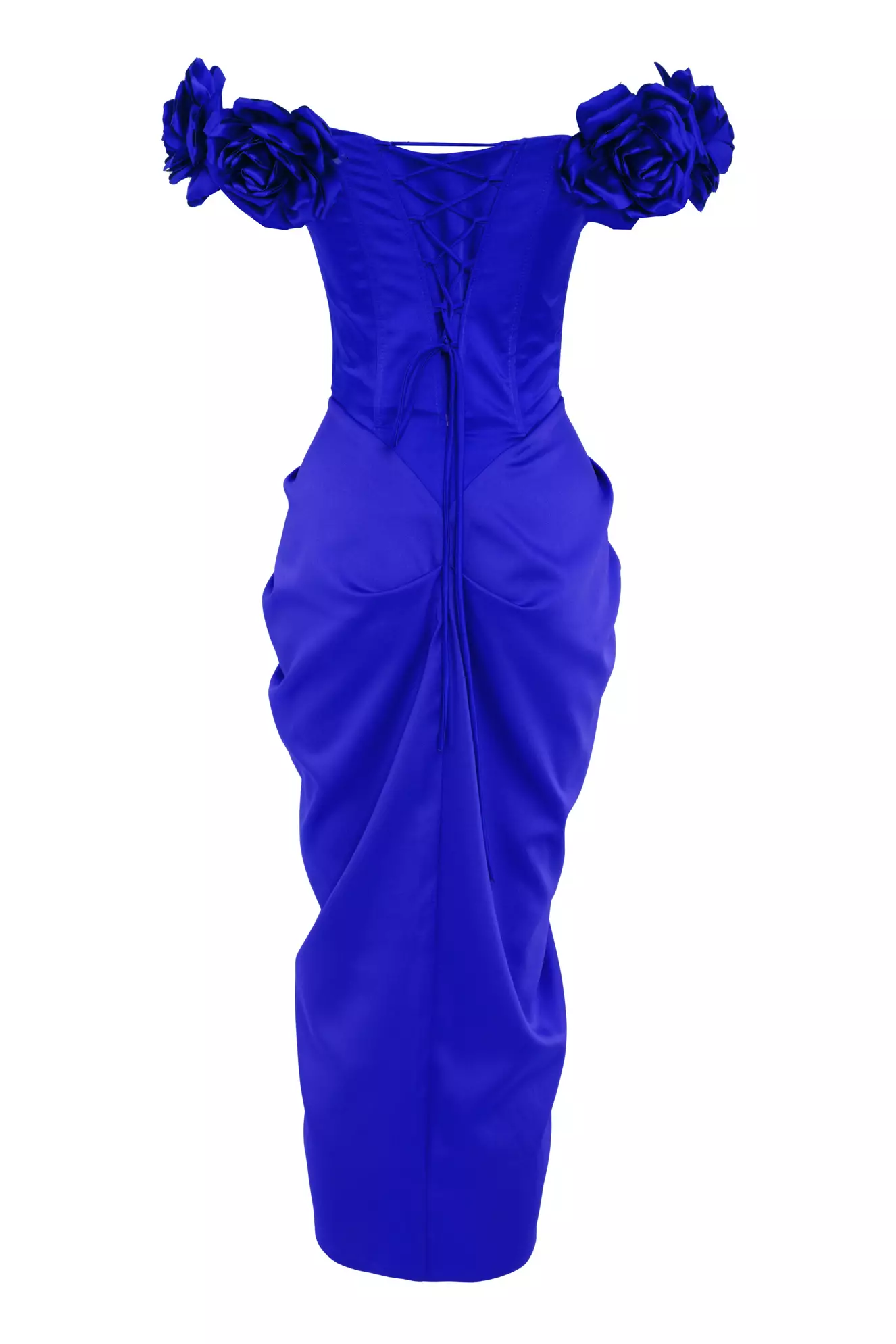 Blue Satin Sleeveless Long Dress