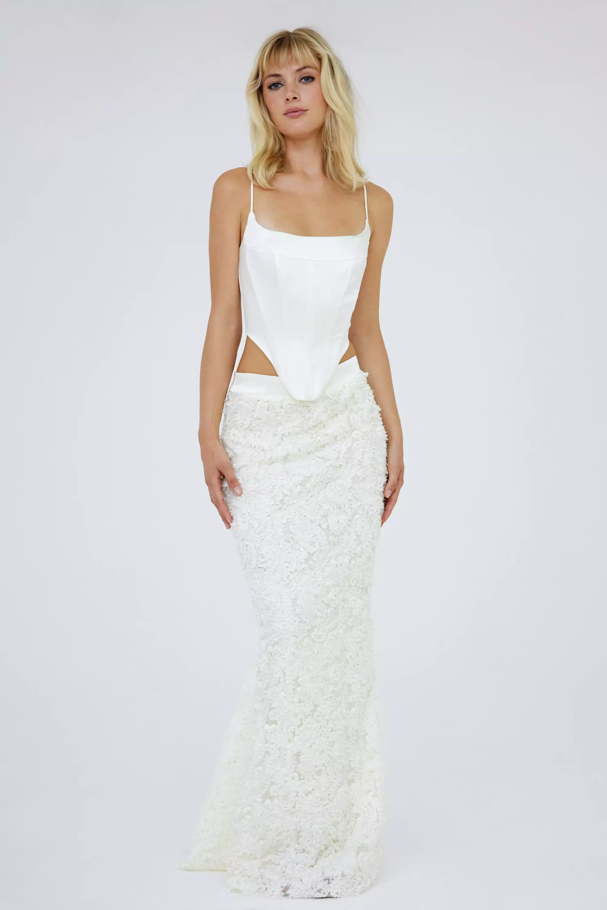 White Sequin Maxi Skirt