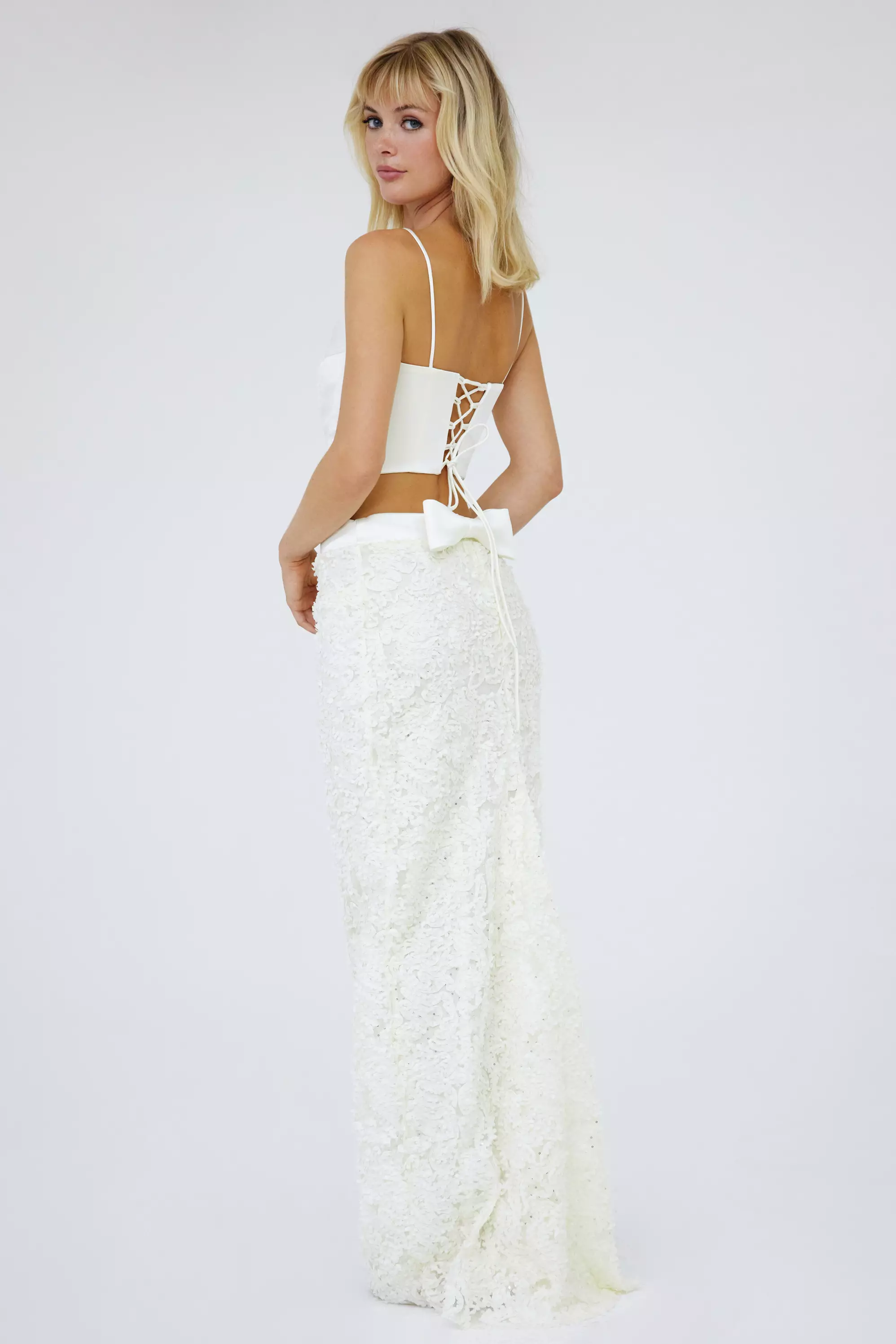 White Sequin Maxi Skirt