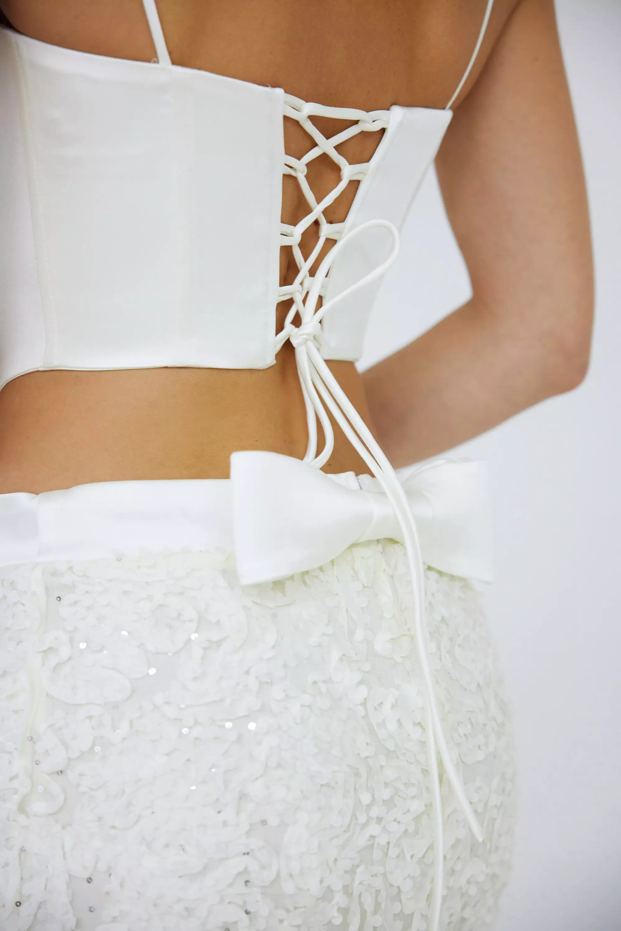 White Sequin Maxi Skirt