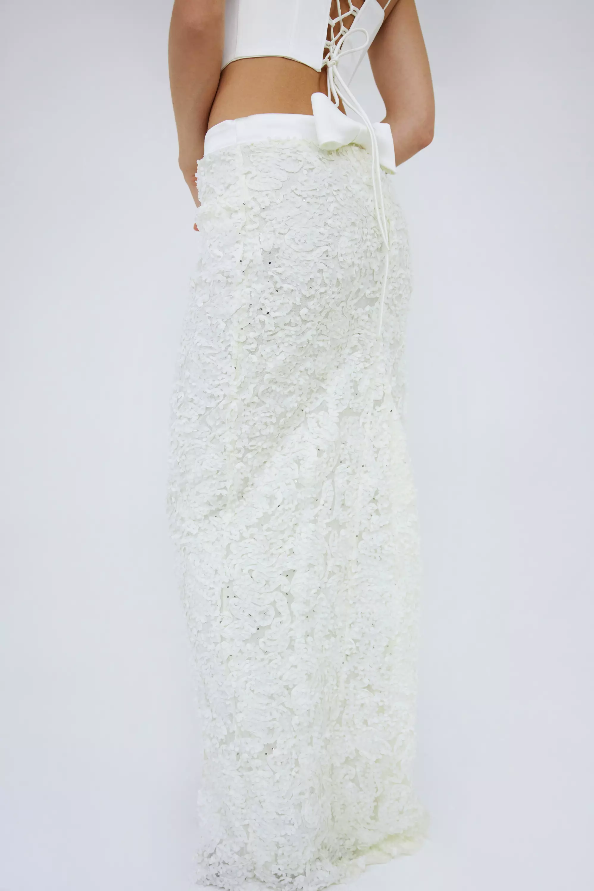 White Sequin Maxi Skirt