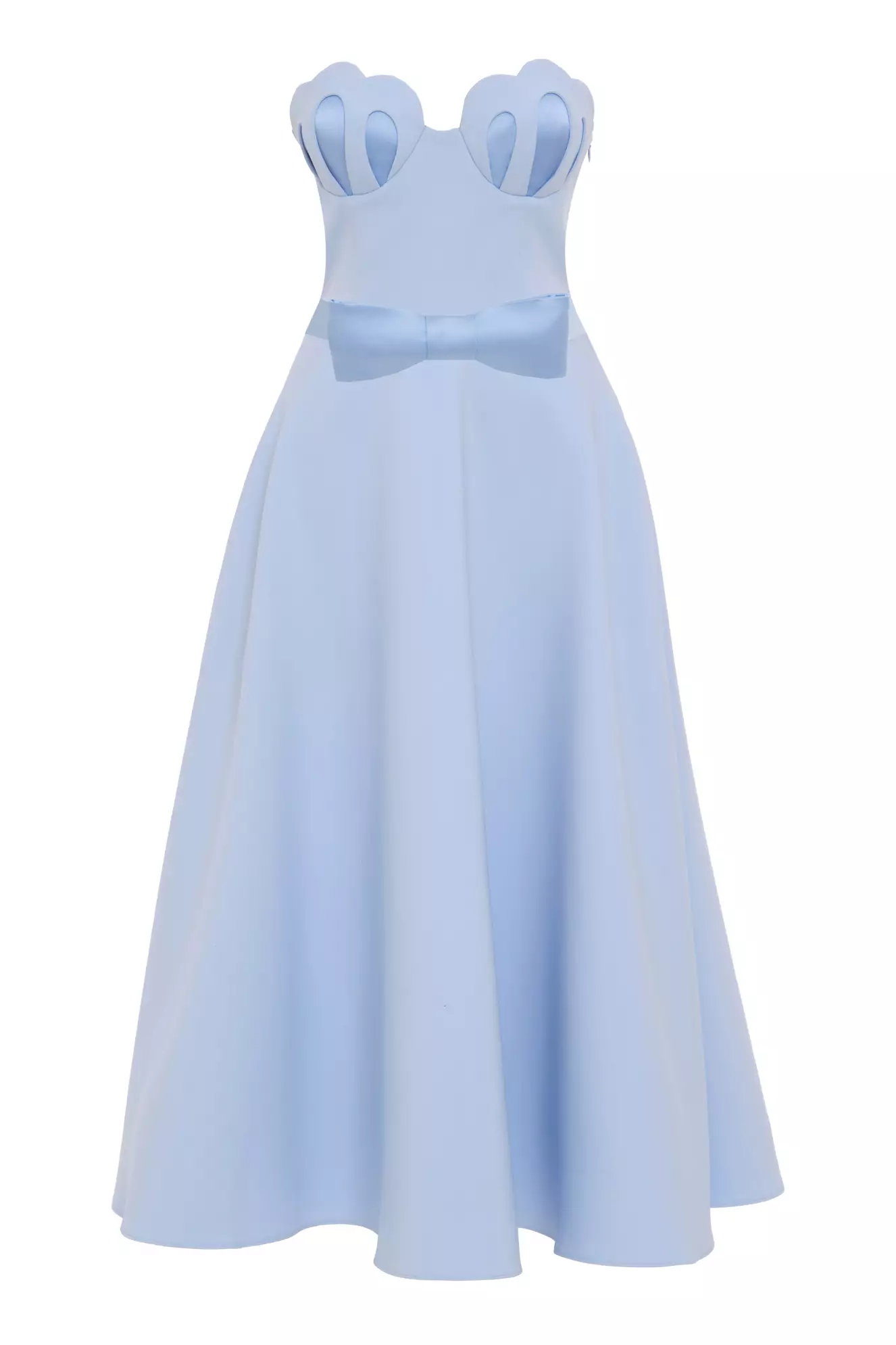 Blue Crepe Sleeveless Long Dress