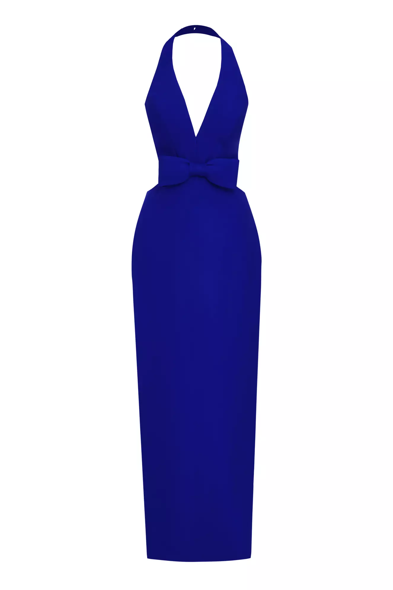 Blue Crepe Sleeveless Long Dress