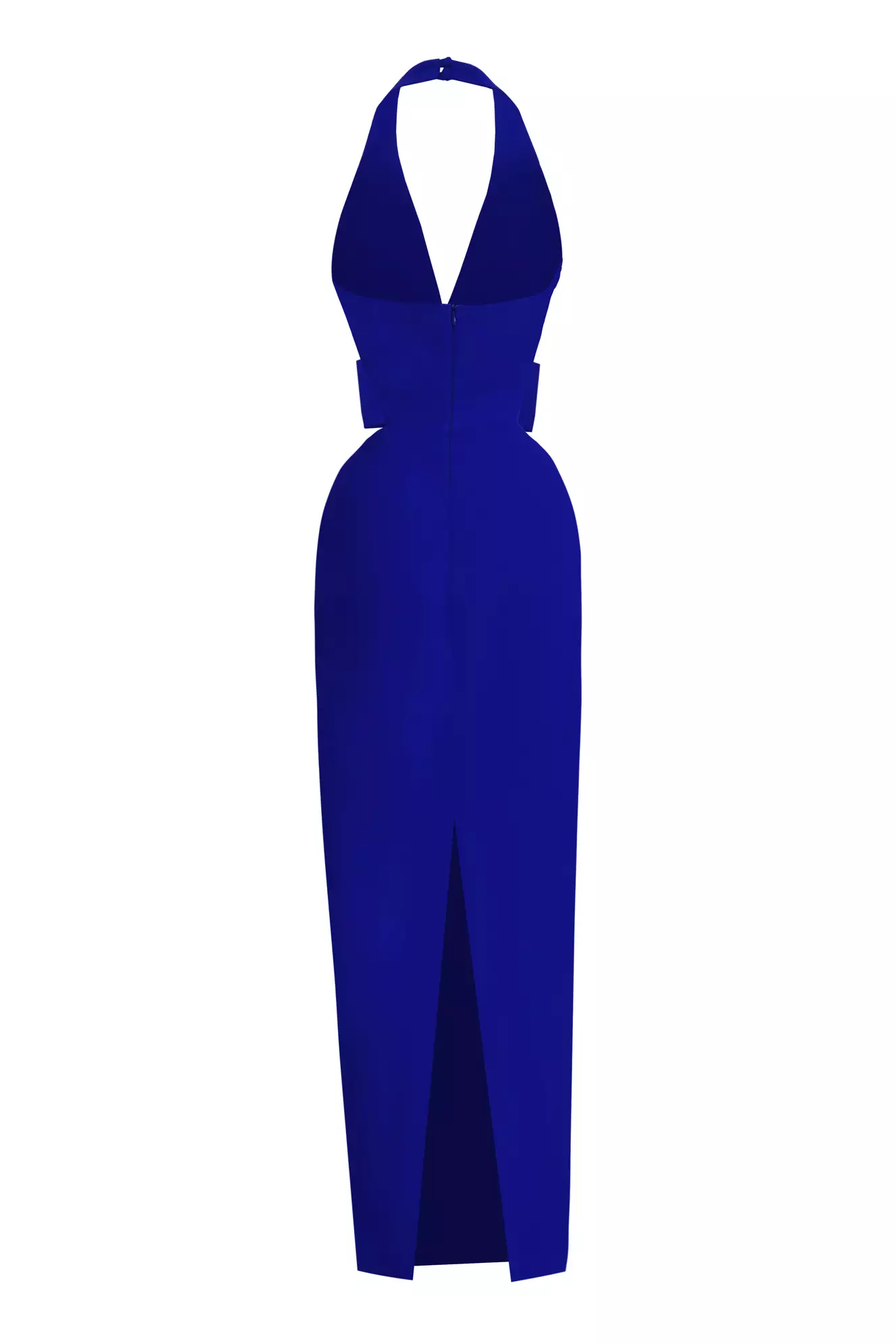 Blue Crepe Sleeveless Long Dress
