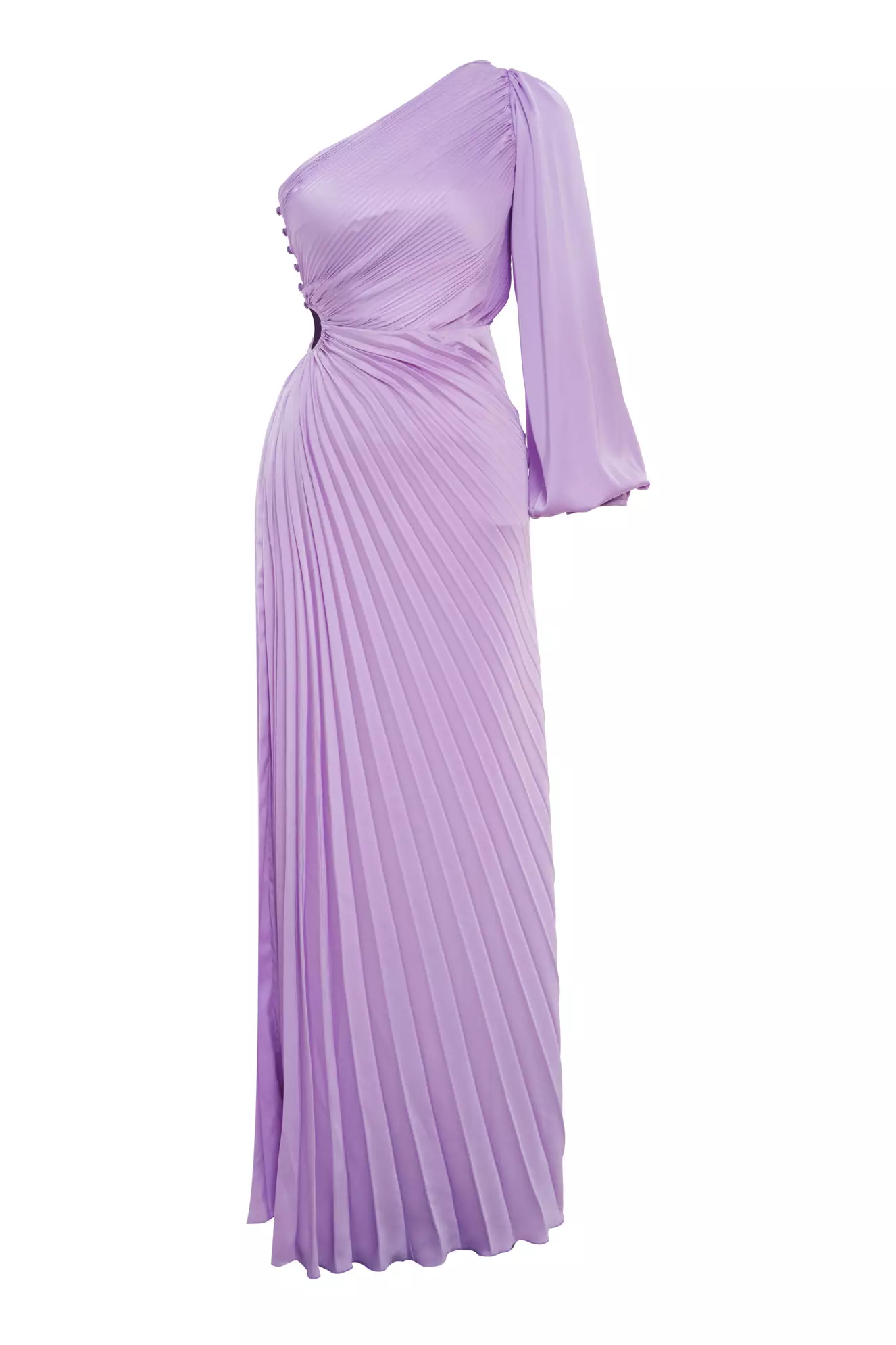 Lilac Satin One Arm Long Dress