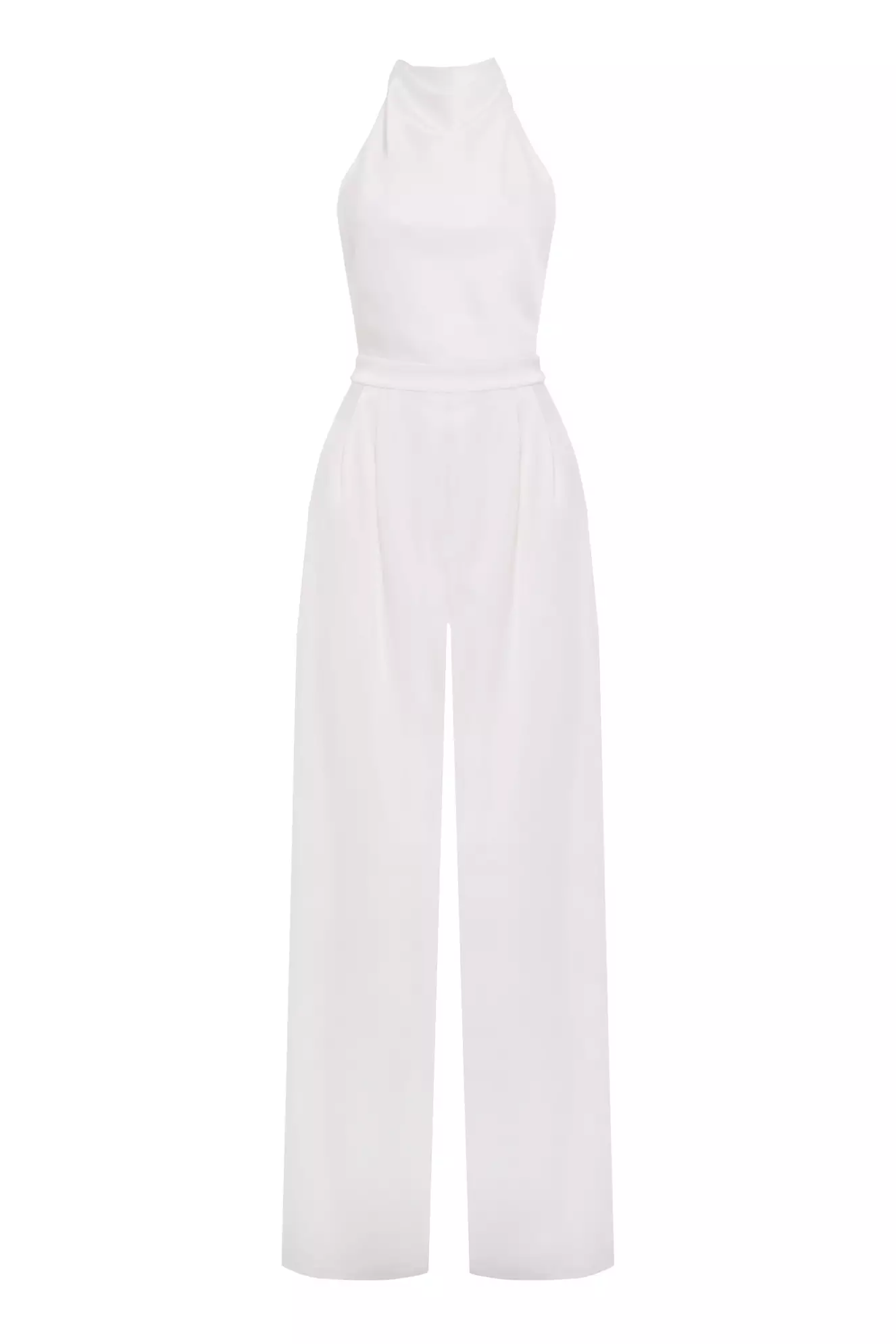 White satin sleeveless long suit