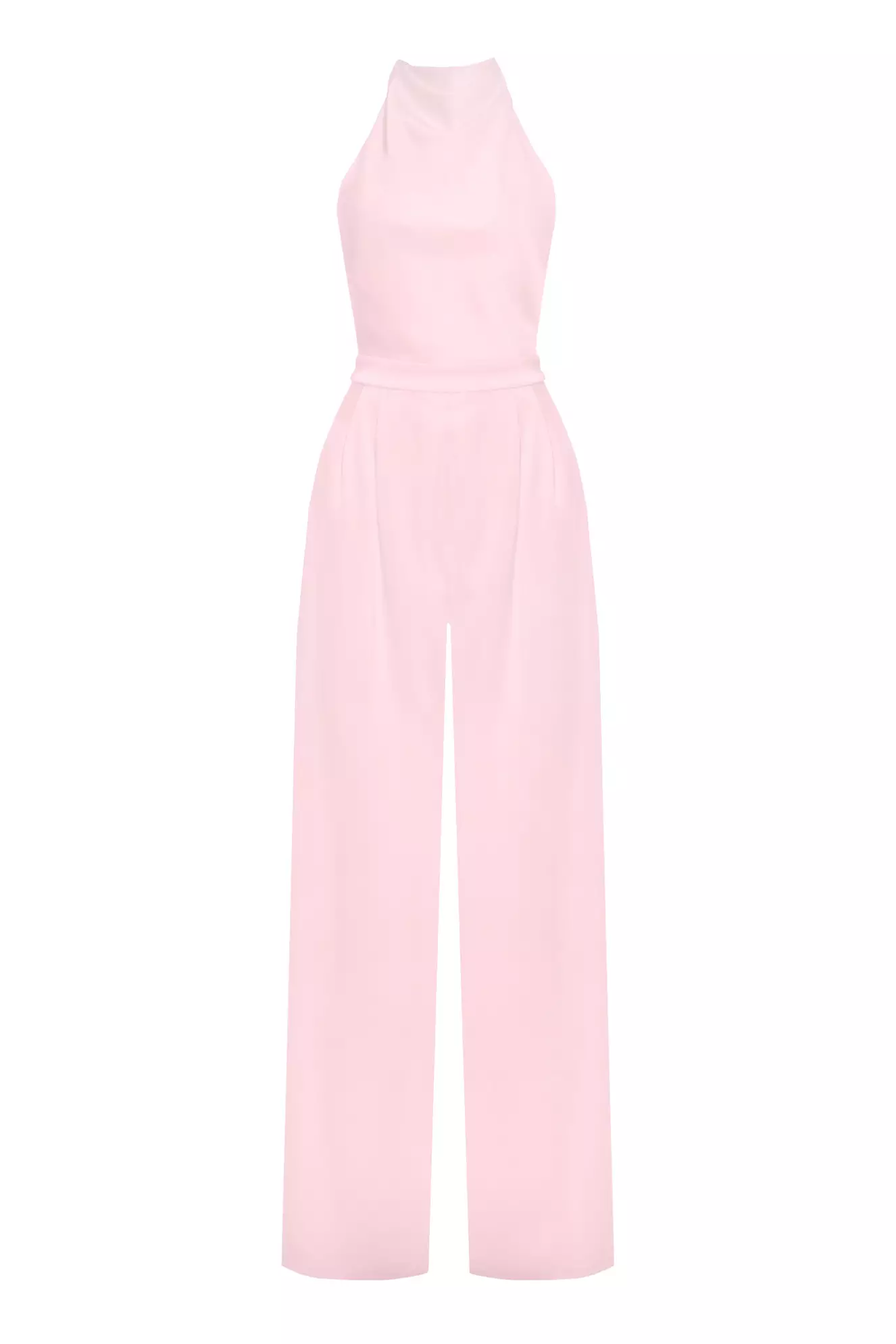 Blush satin sleeveless long suit