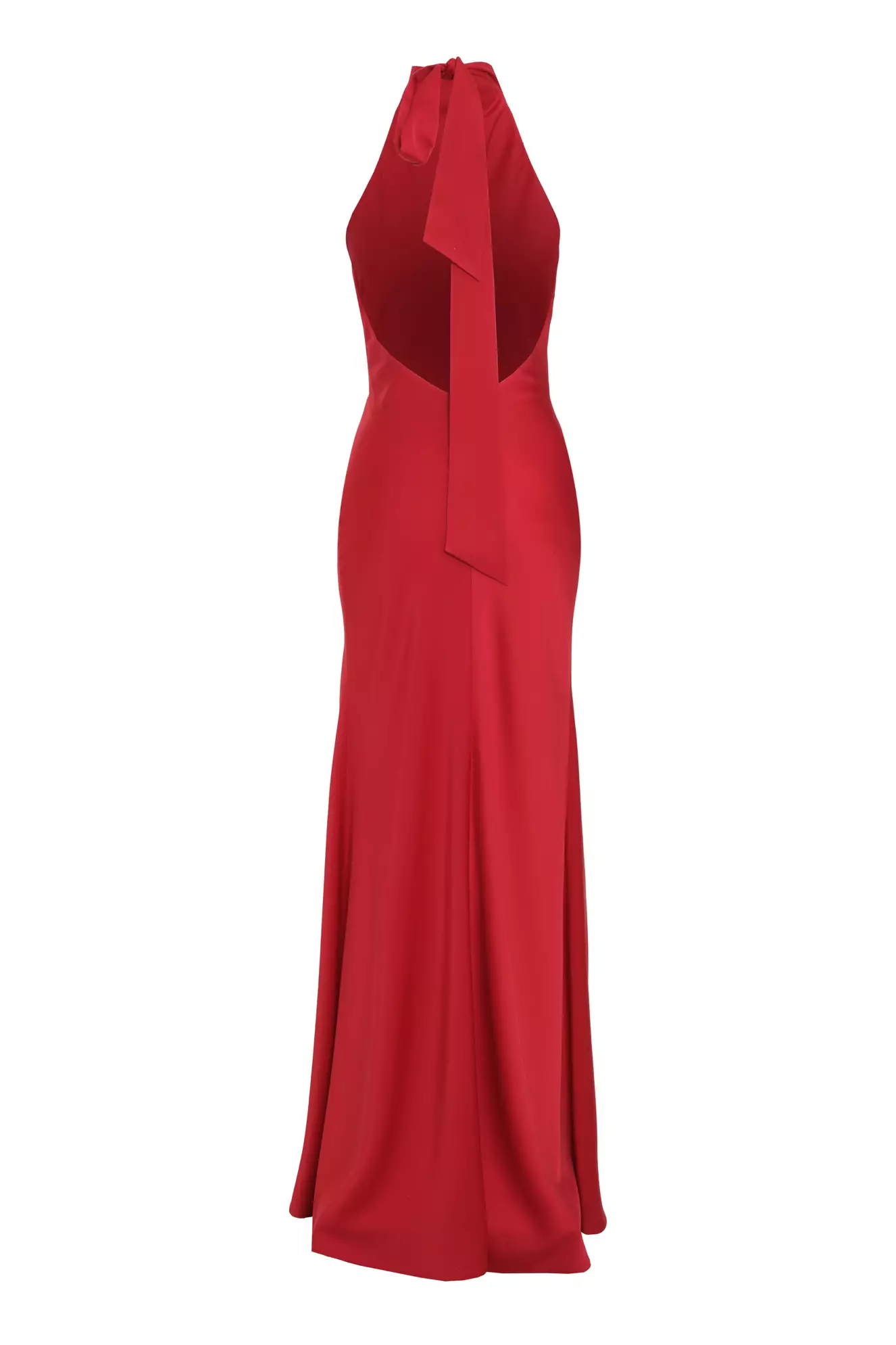 Red Satin Sleeveless Long Dress