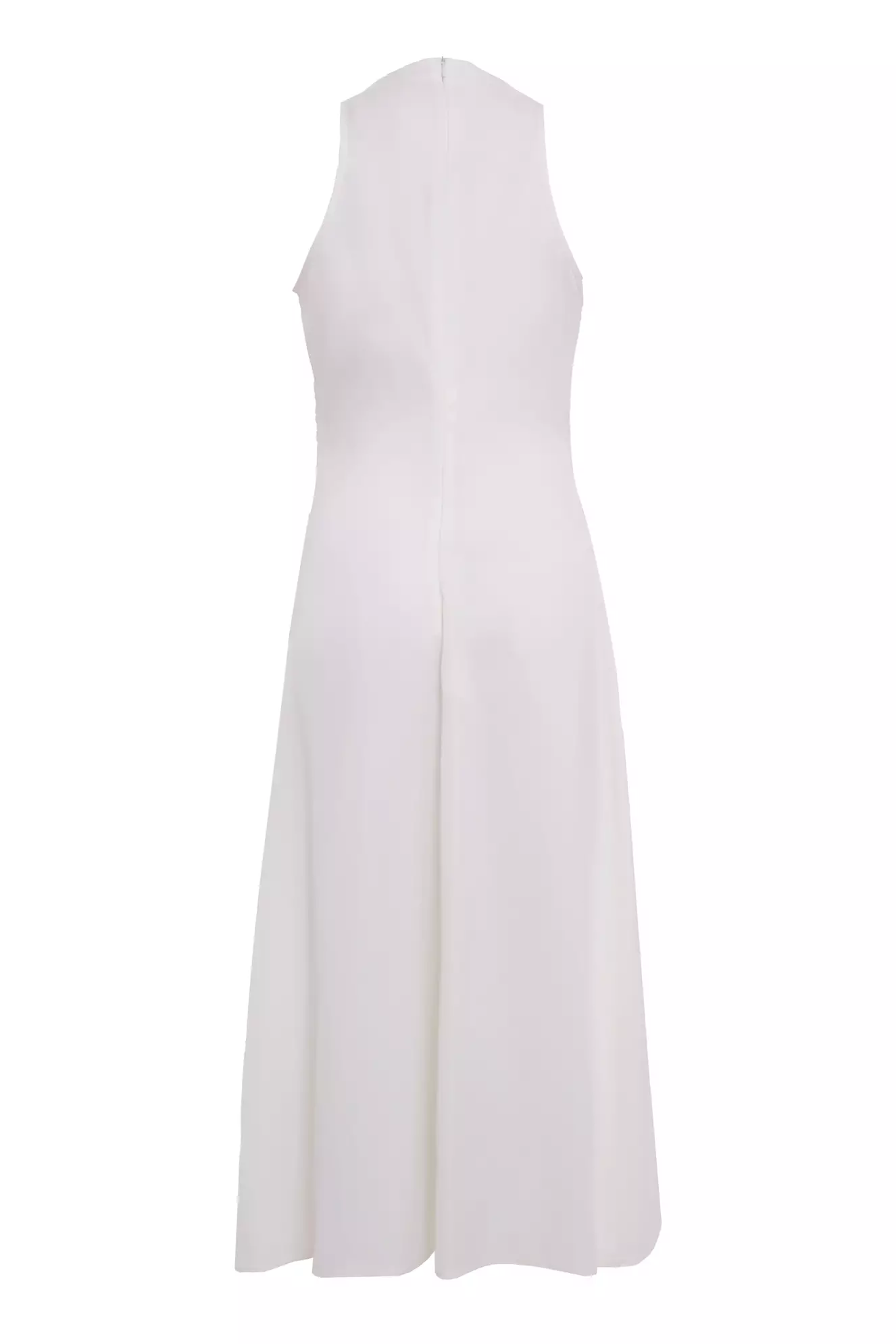 White Satin Sleeveless Midi Dress