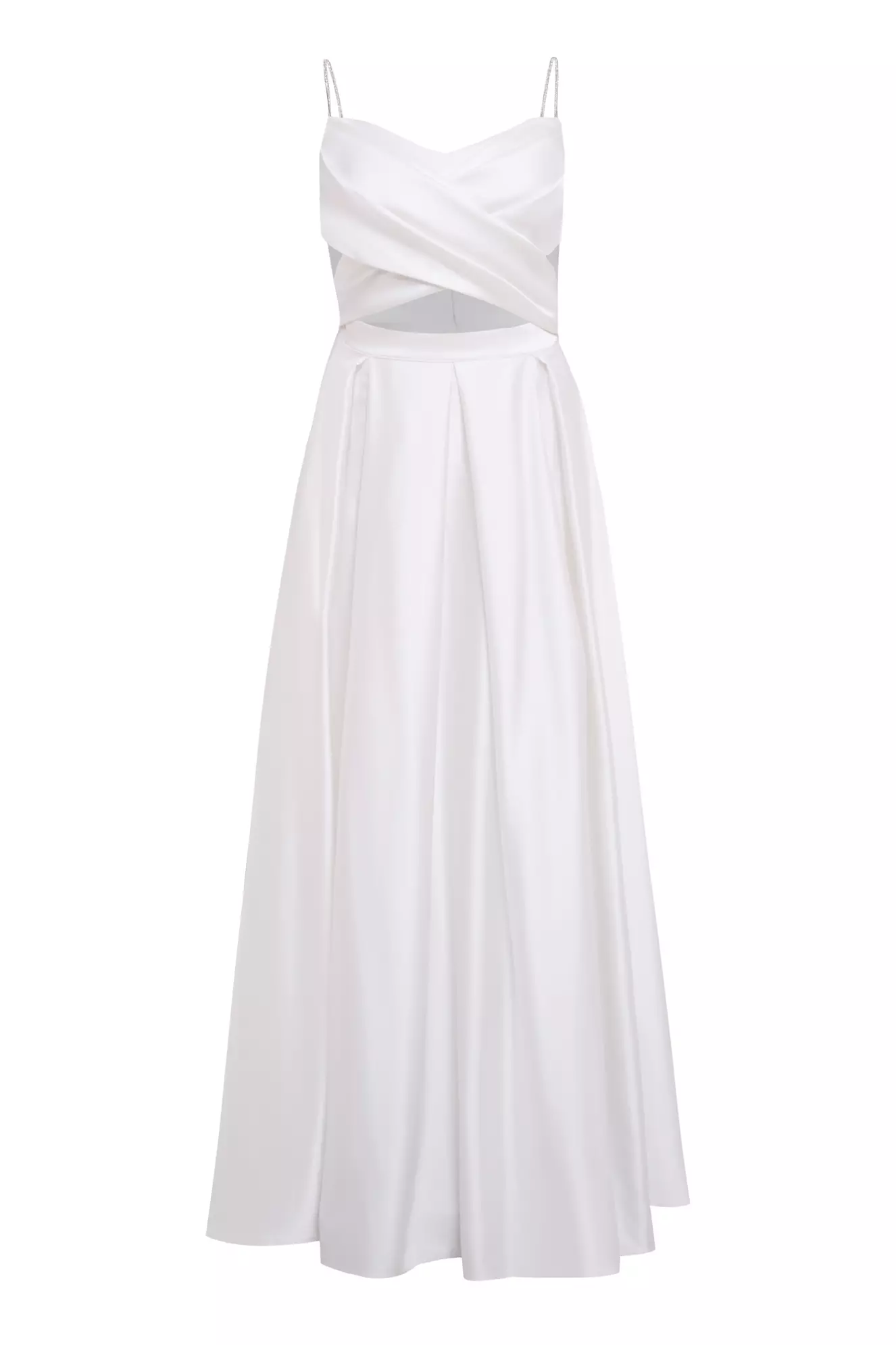 White Plus Size Satin Sleeveless Long Dress
