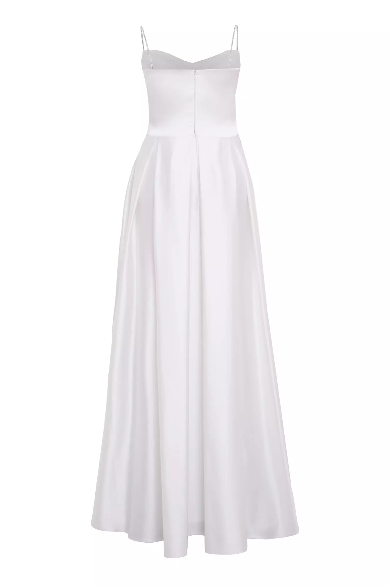White Plus Size Satin Sleeveless Long Dress