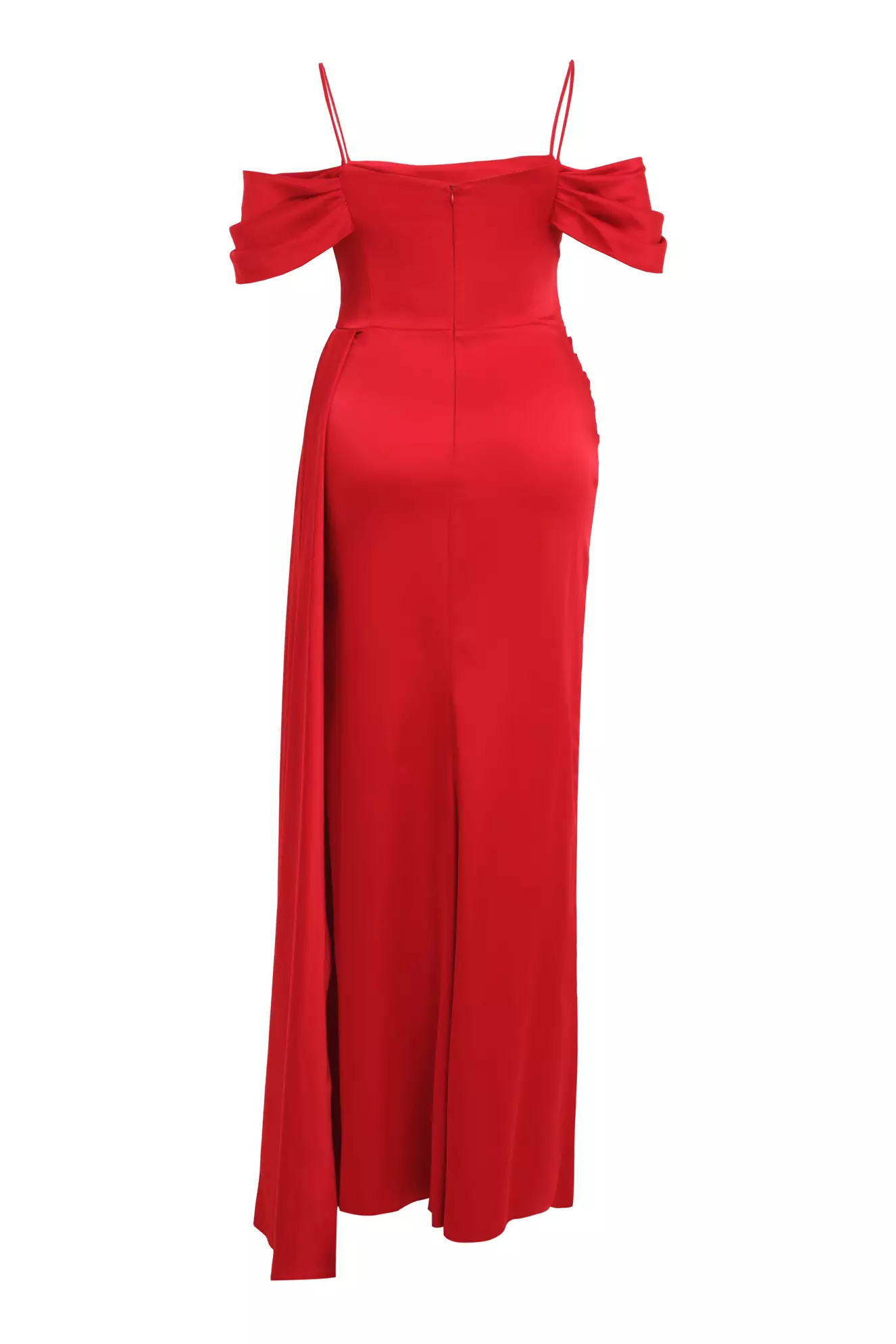 Red Plus Size Satin Sleeveless Long Dress