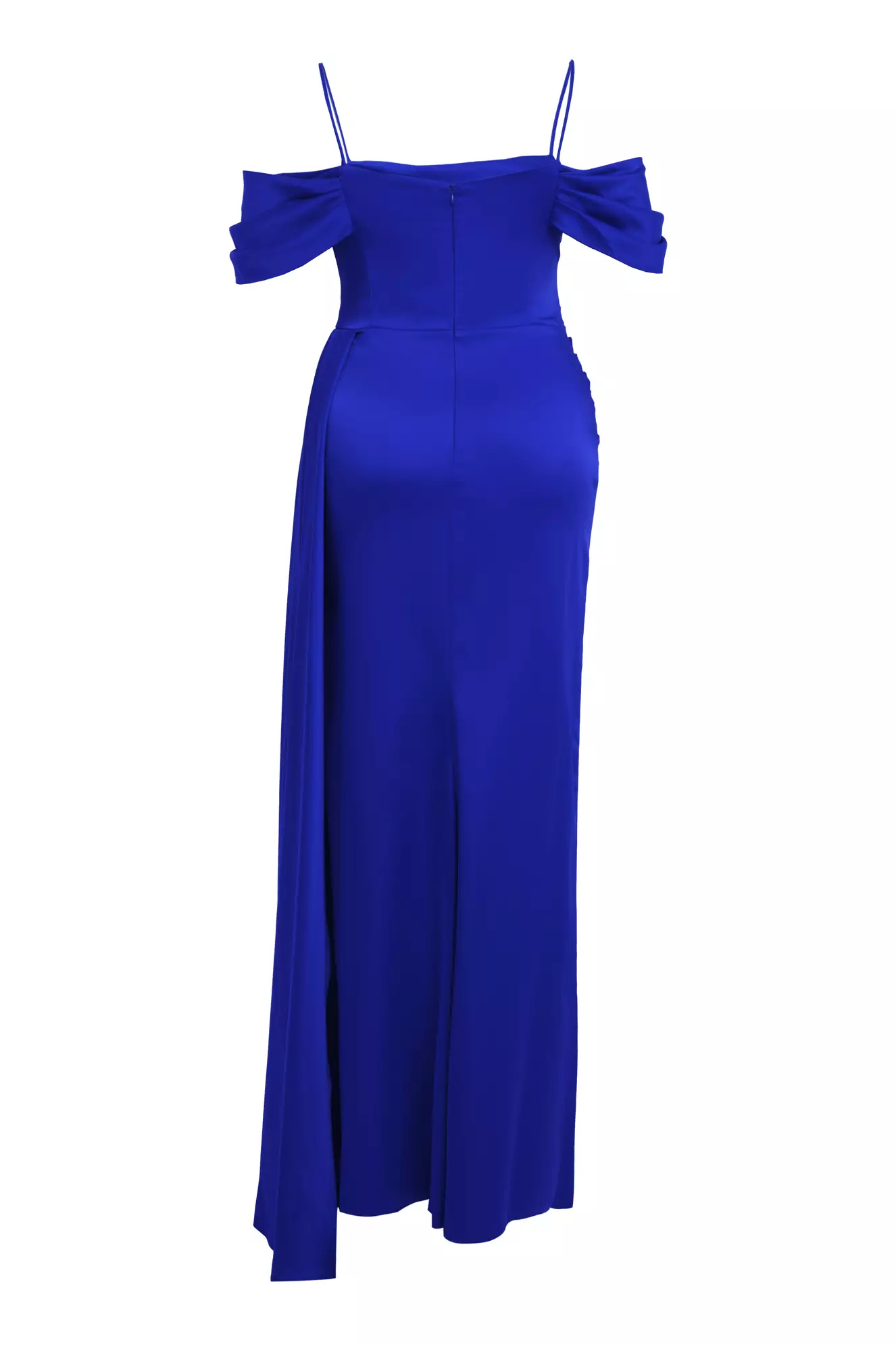 Blue Plus Size Satin Sleeveless Long Dress