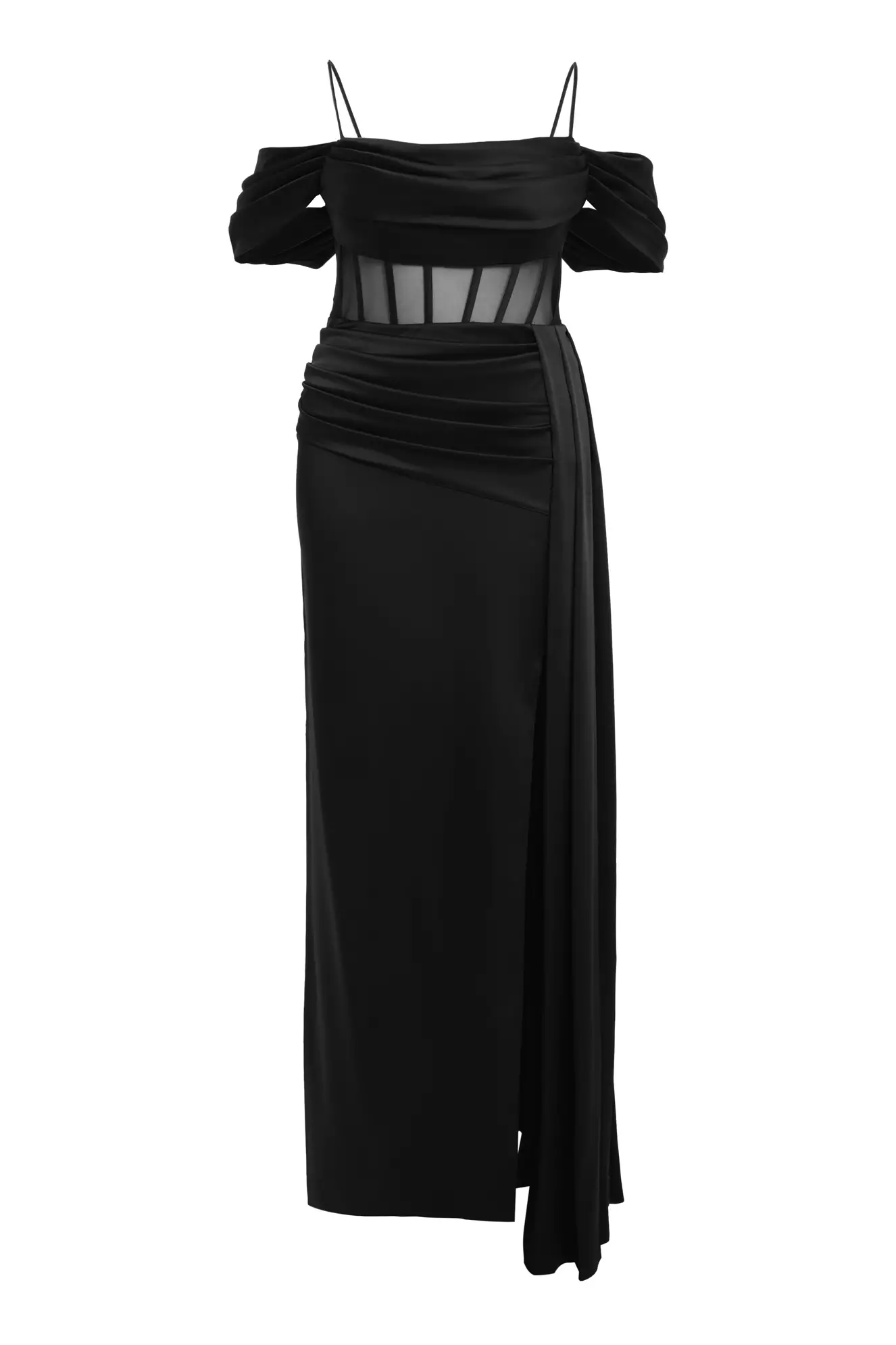 Black Plus Size Satin Sleeveless Long Dress