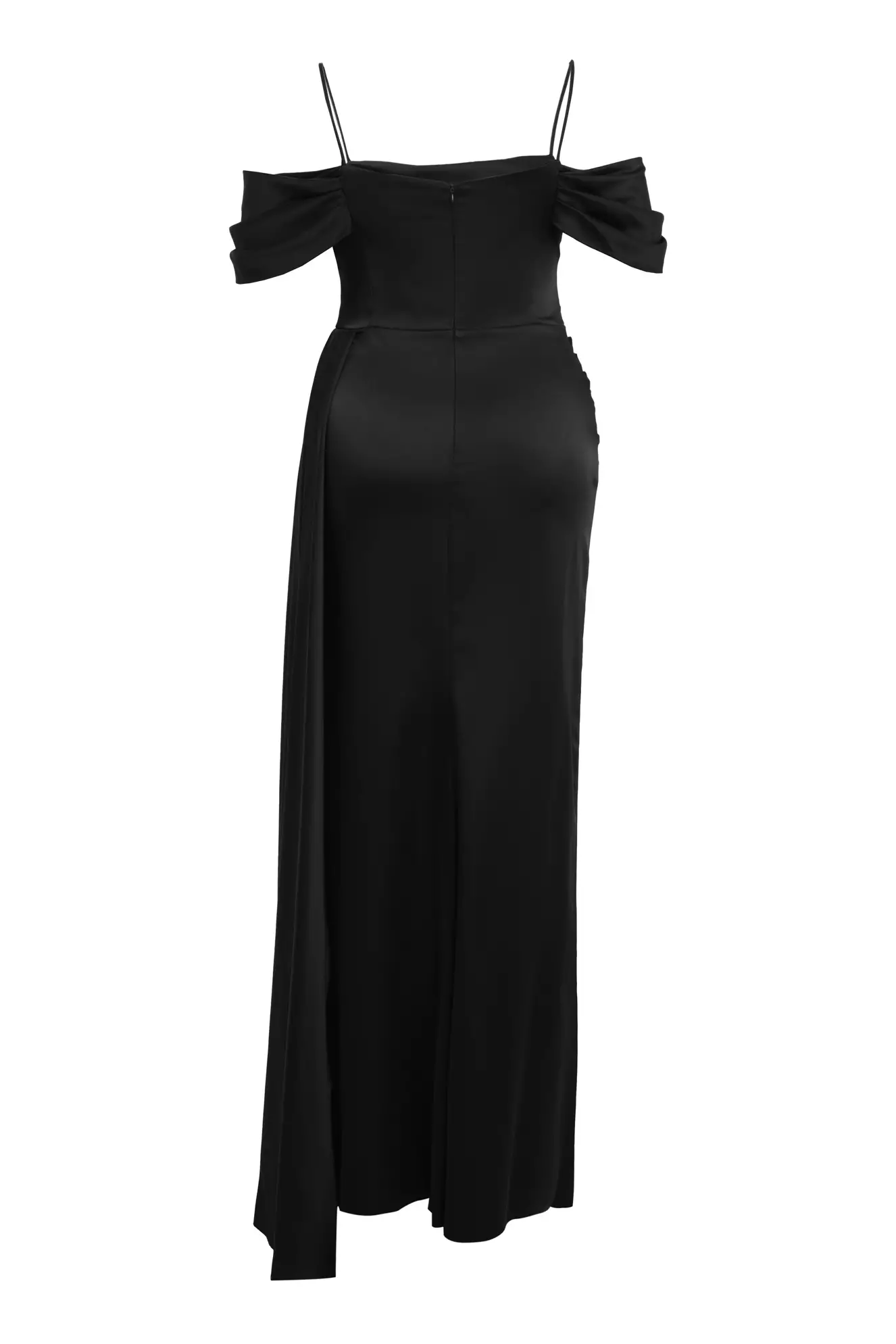 Black Plus Size Satin Sleeveless Long Dress