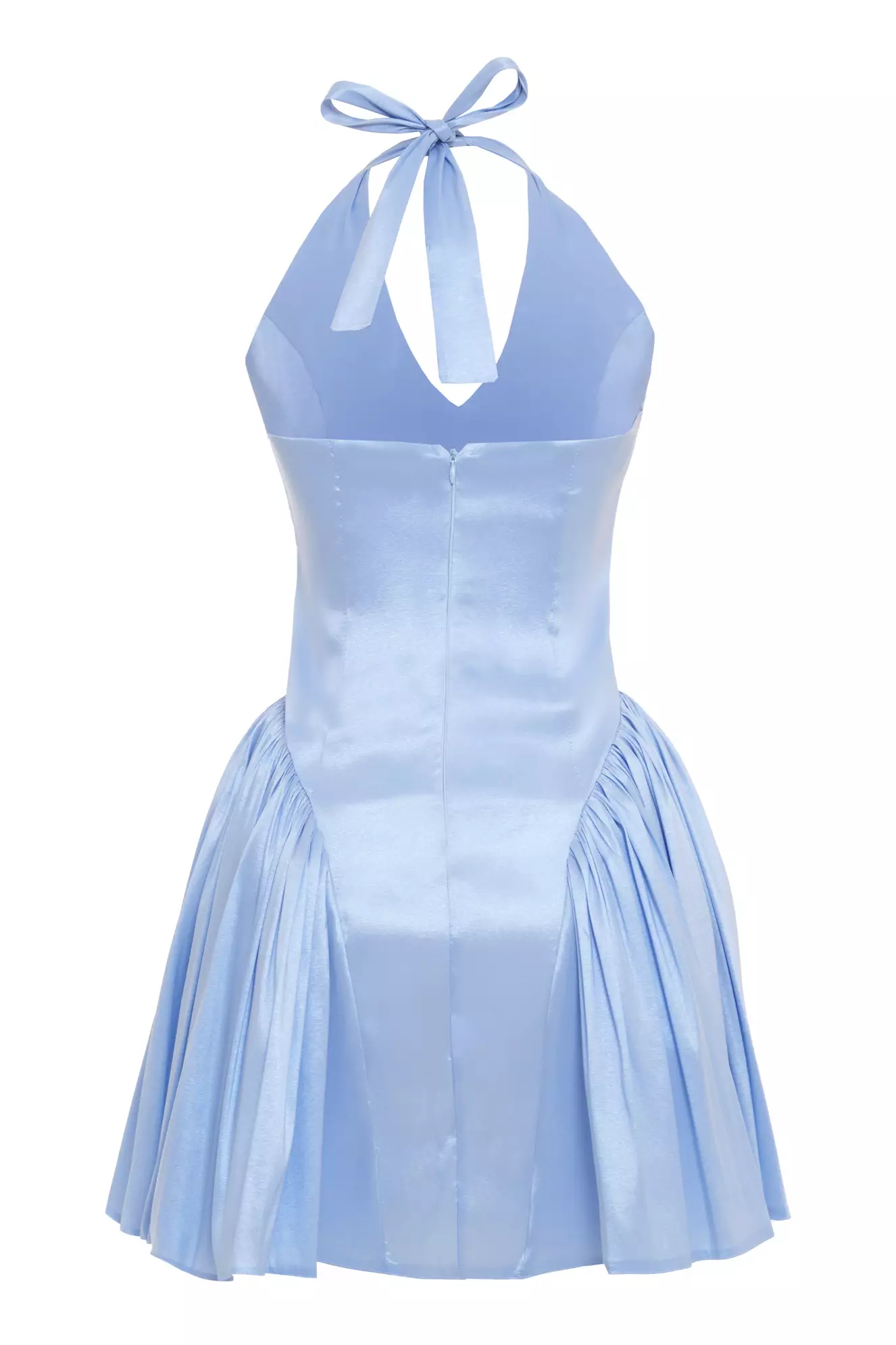 Blue Tafta Sleeveless Mini Dress