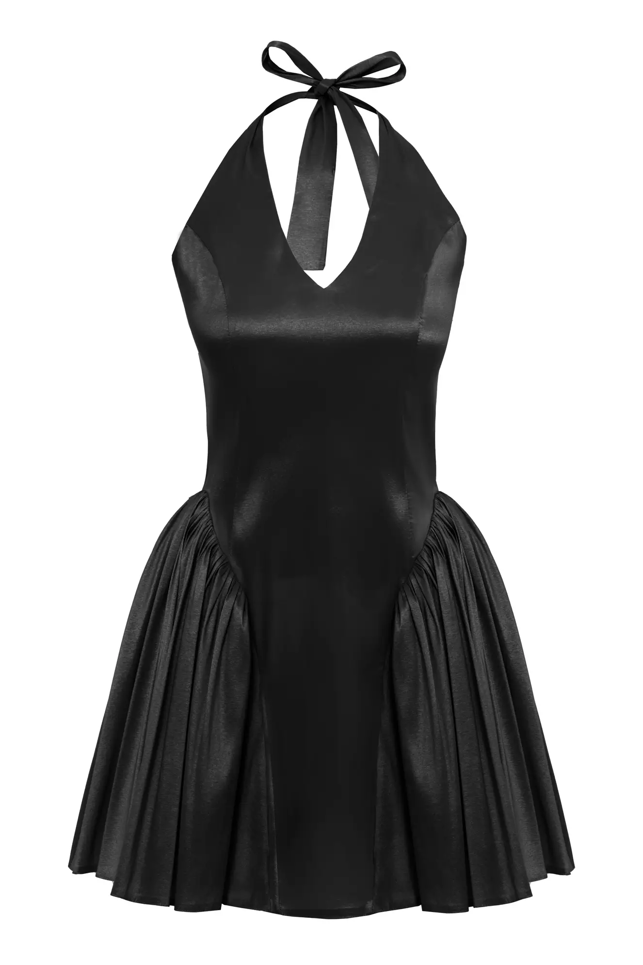 Black Tafta Sleeveless Mini Dress