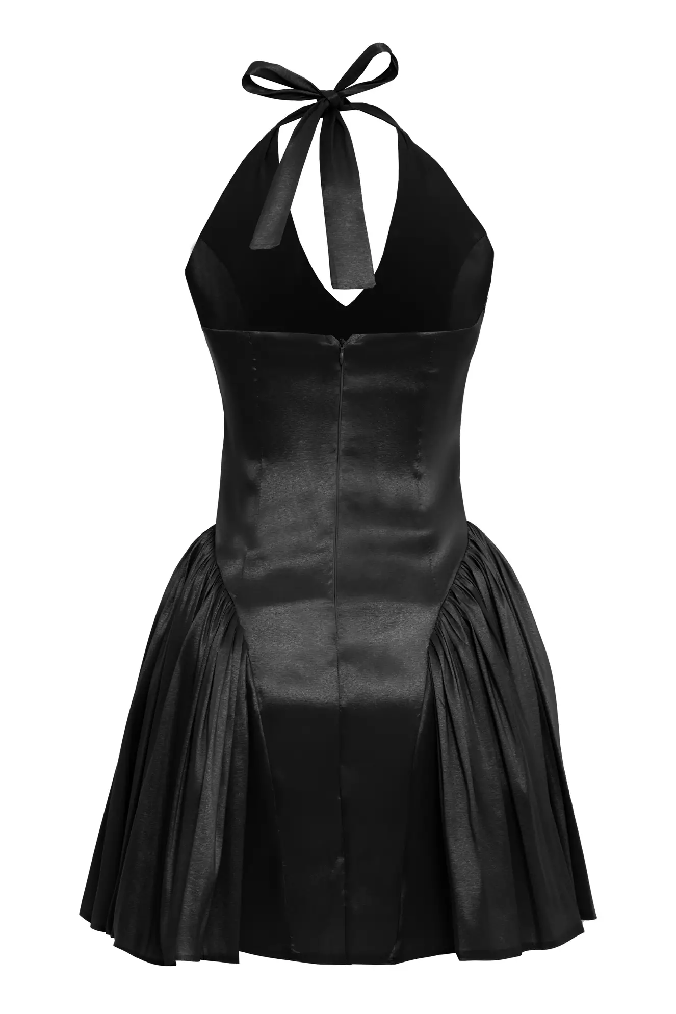 Black Tafta Sleeveless Mini Dress